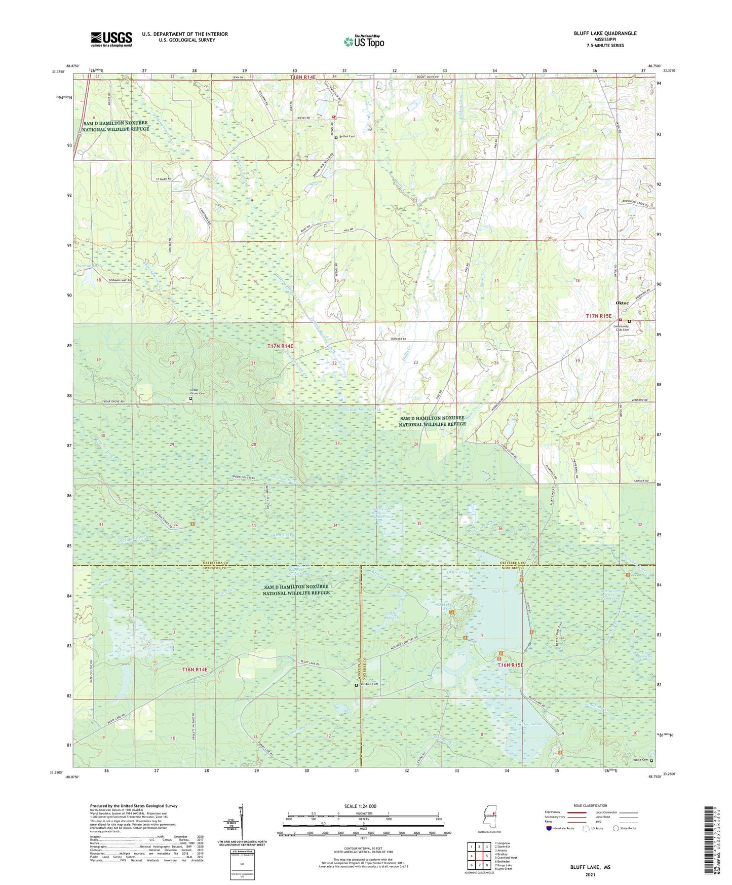 Bluff Lake Mississippi US Topo Map Image