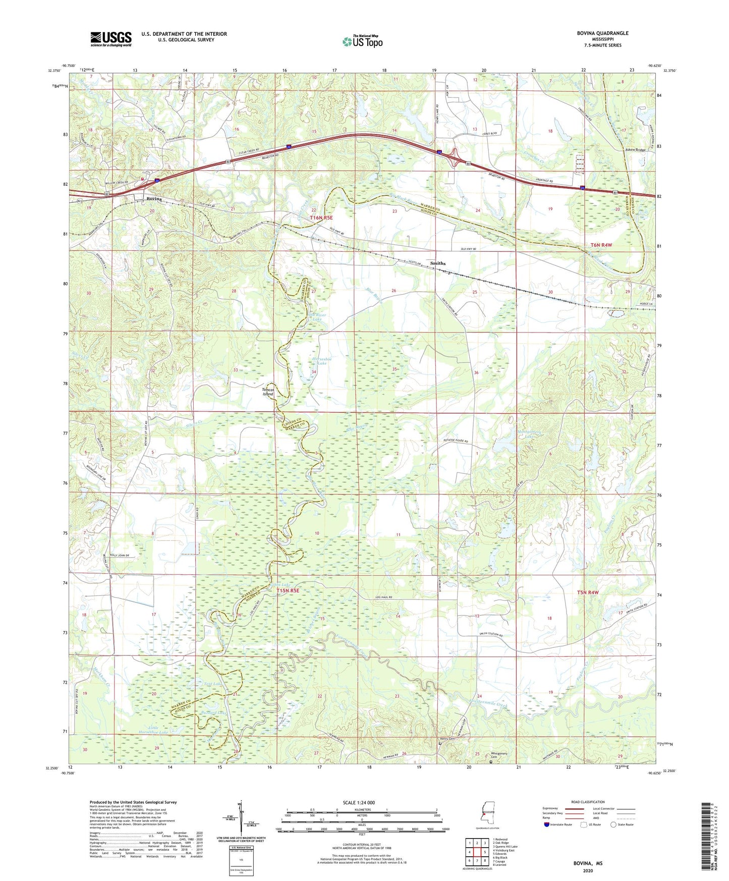 Bovina Mississippi US Topo Map Image