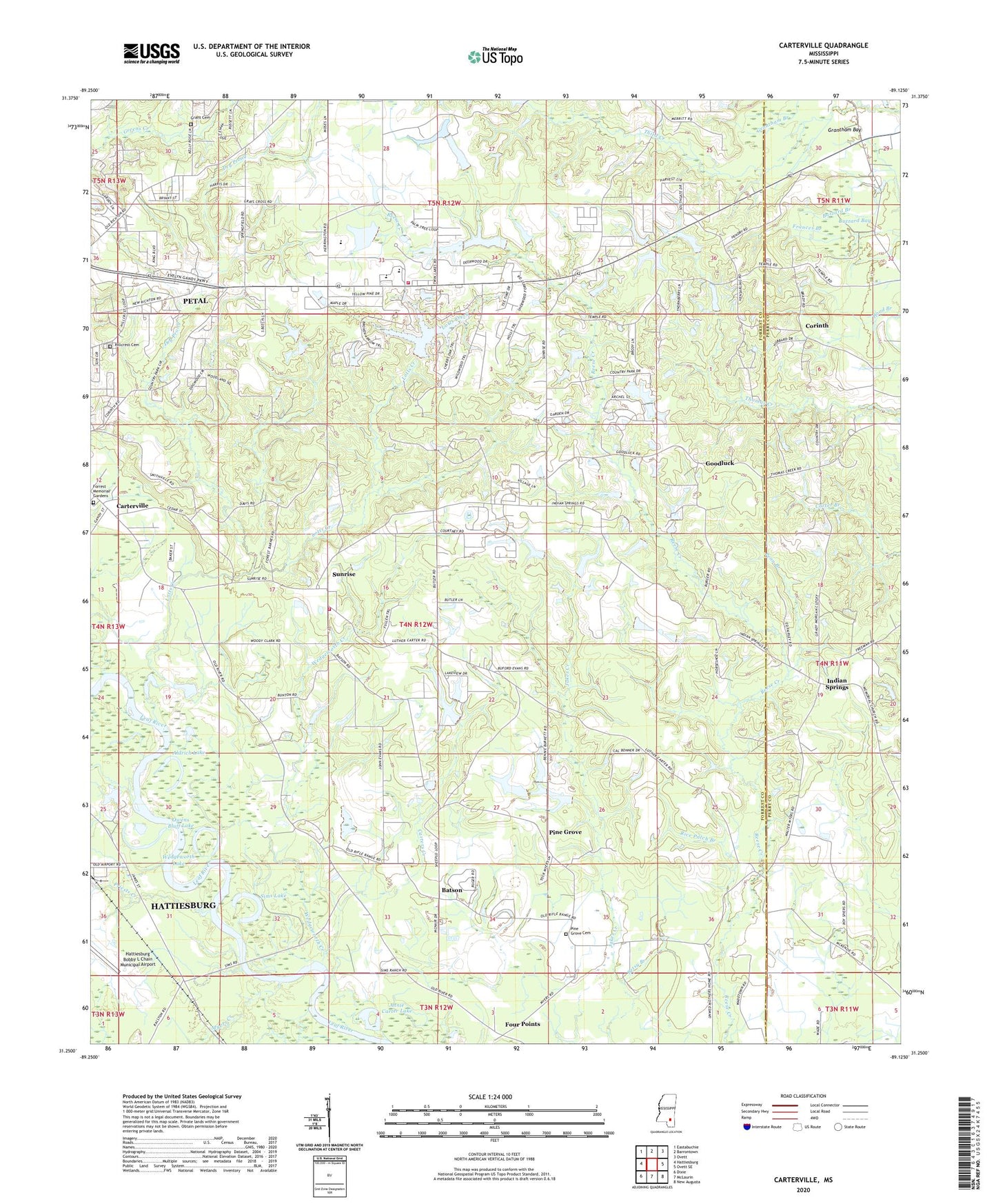 Carterville Mississippi US Topo Map Image