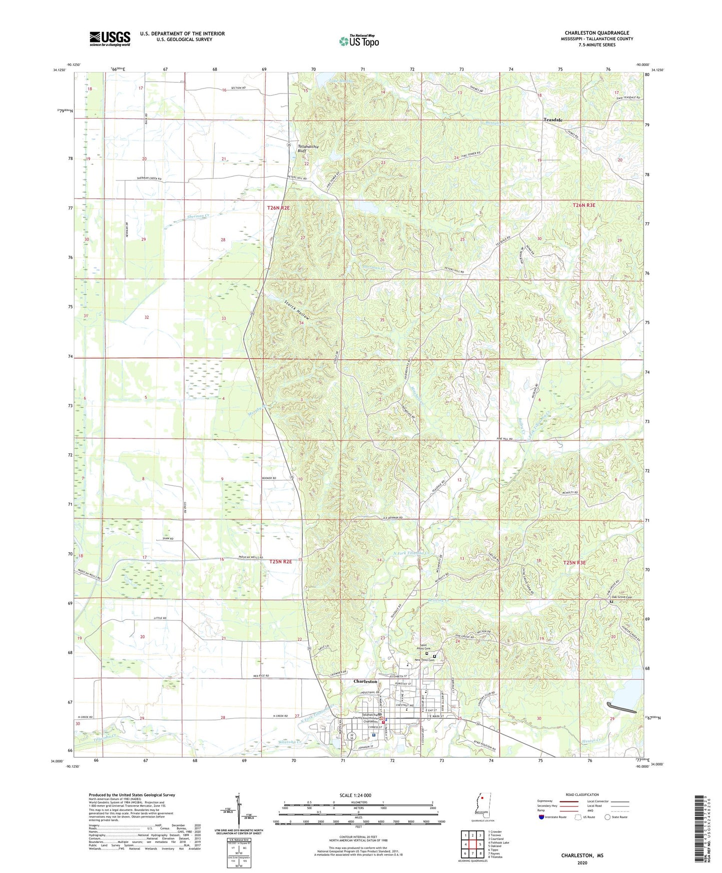 Charleston Mississippi US Topo Map Image