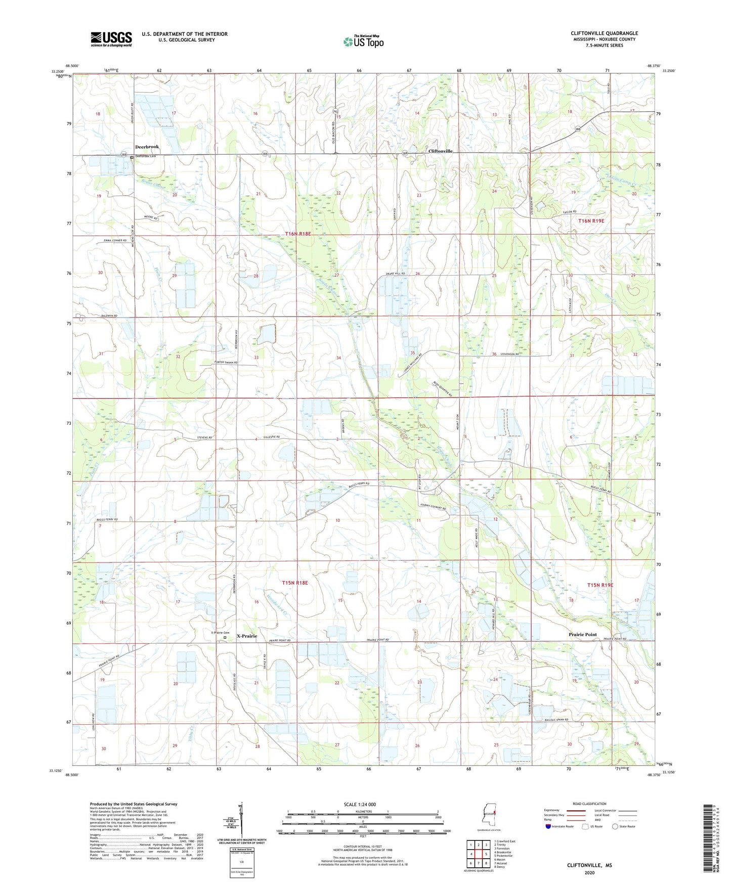 Cliftonville Mississippi US Topo Map Image