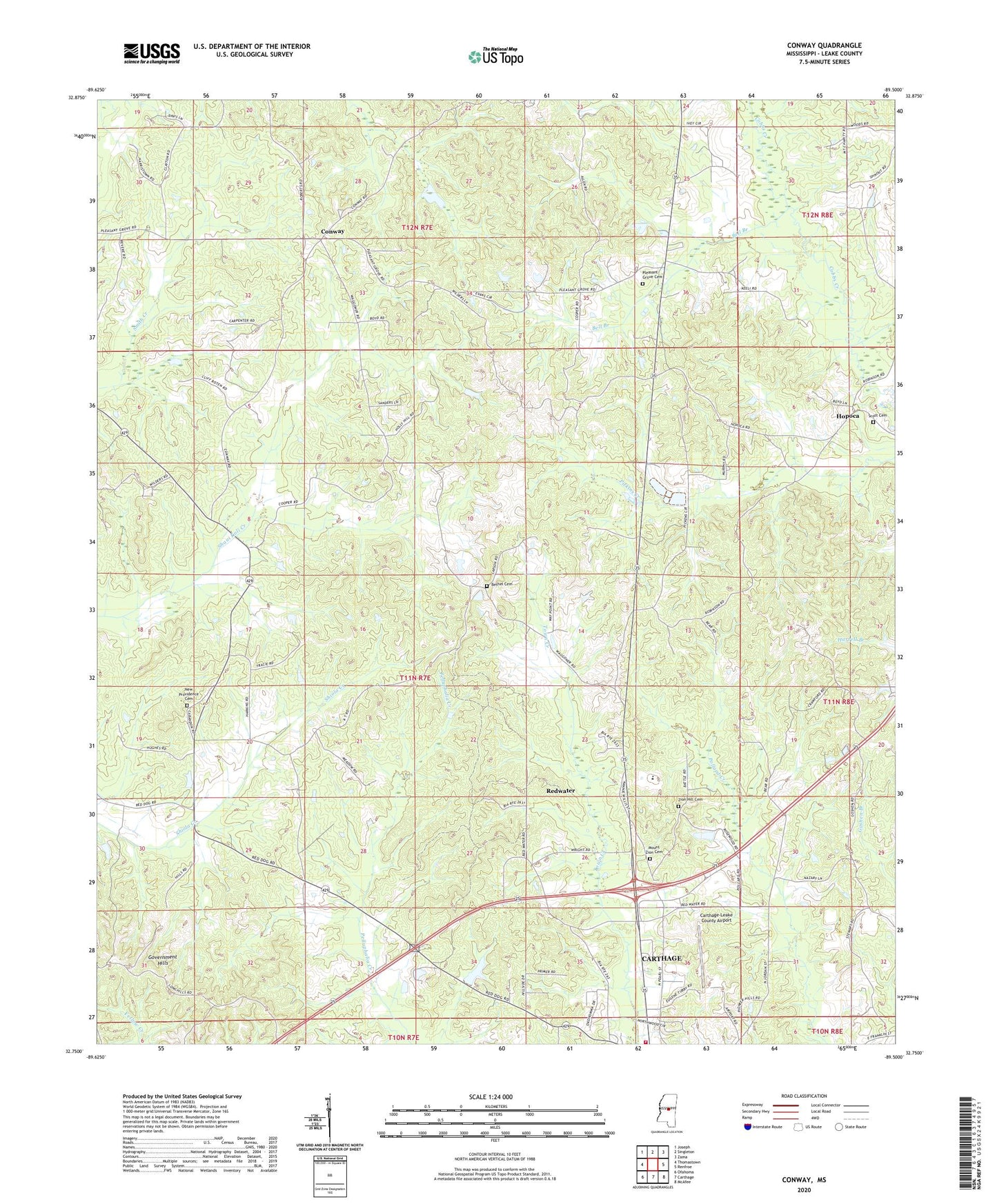 Conway Mississippi US Topo Map Image