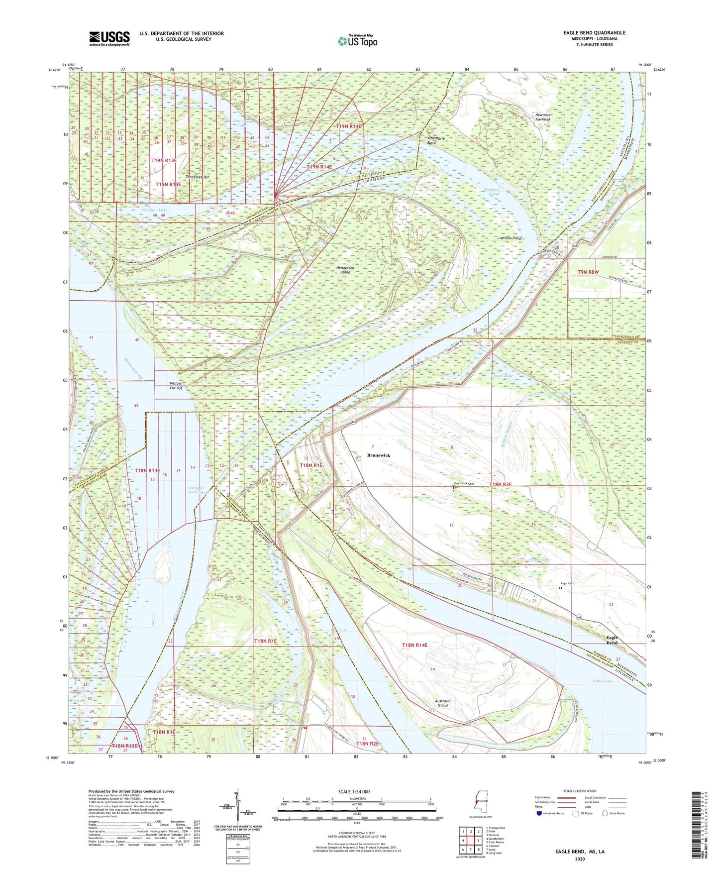 Eagle Bend Mississippi US Topo Map Image