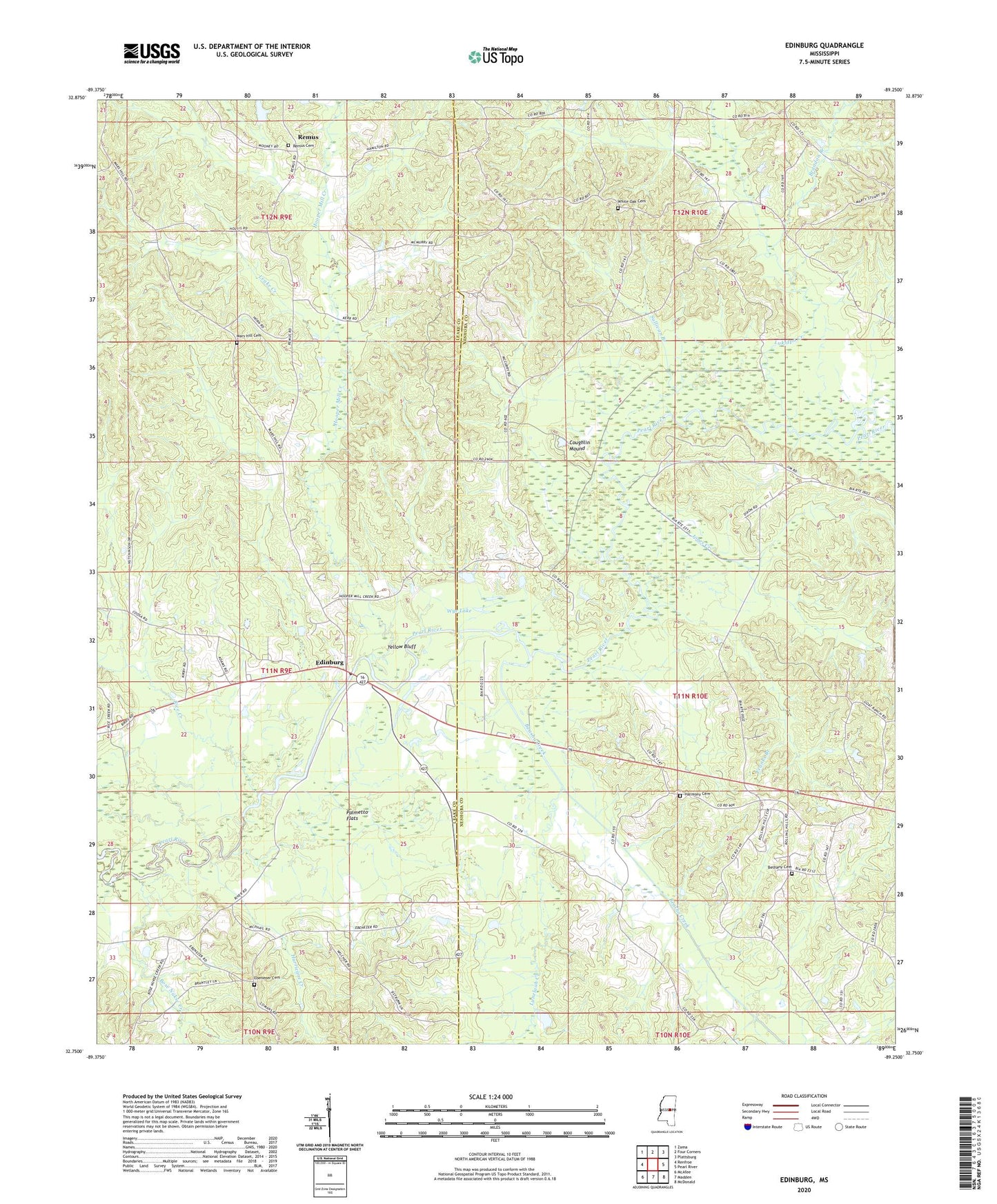 Edinburg Mississippi US Topo Map Image