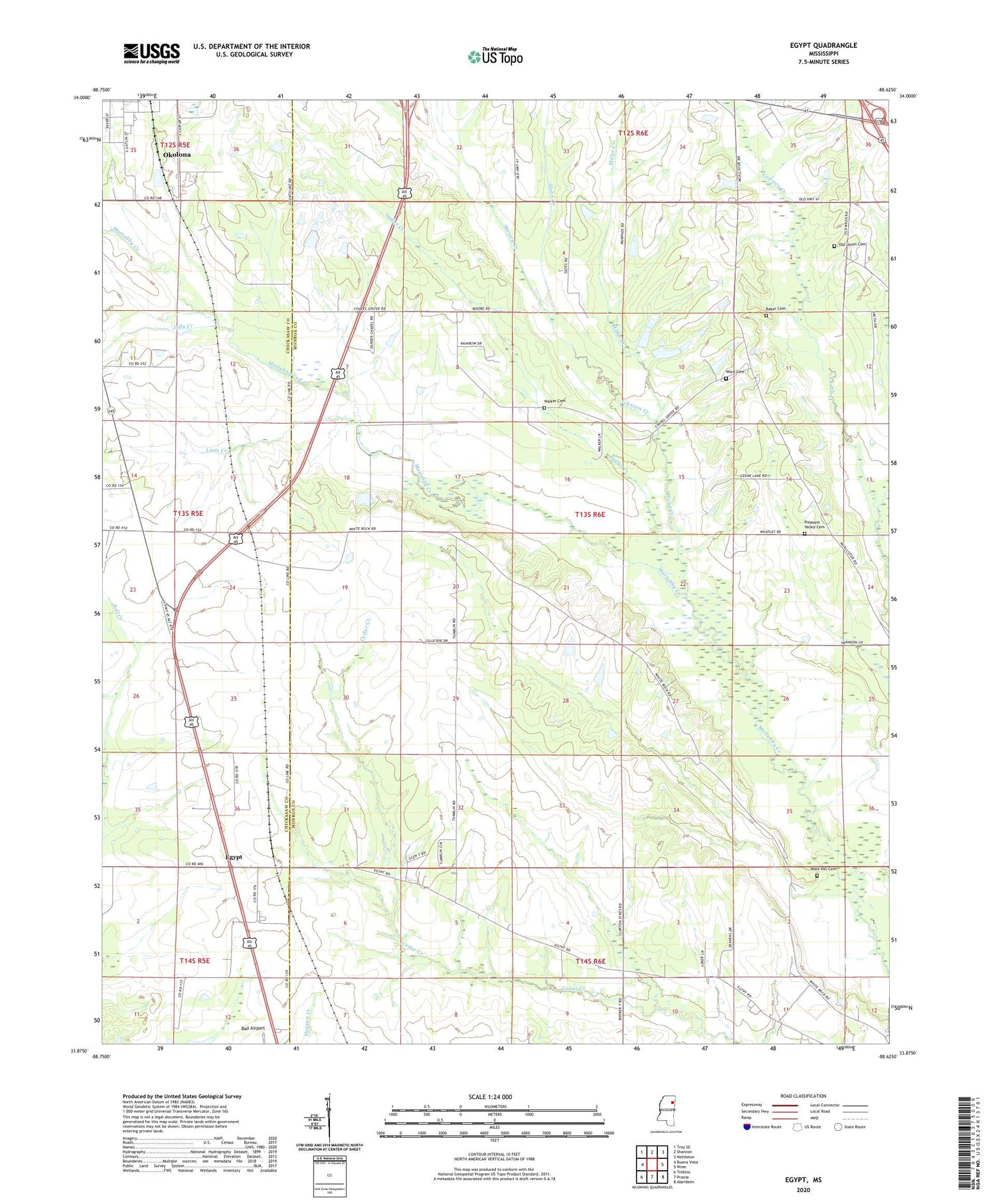 Egypt Mississippi US Topo Map Image