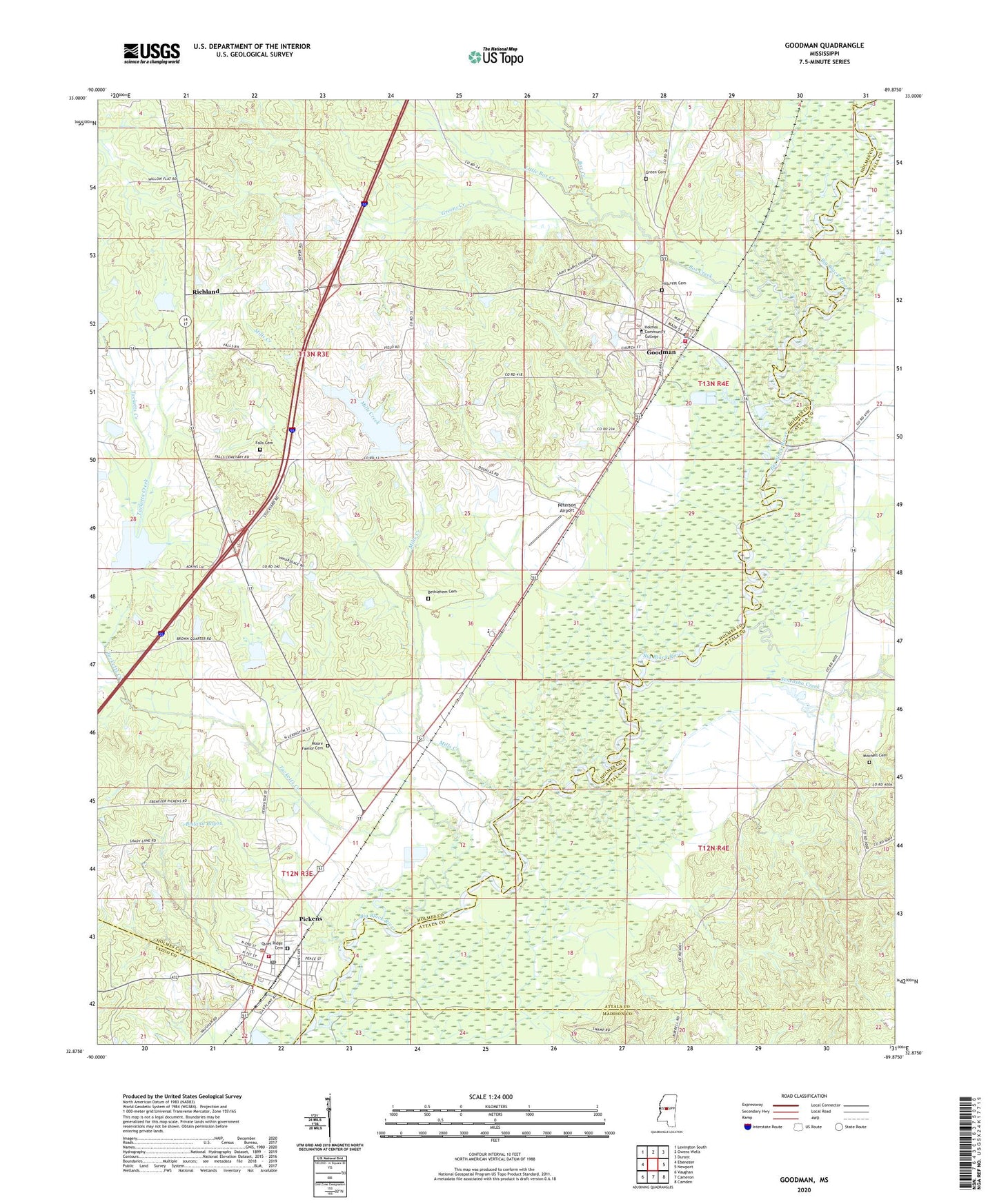 Goodman Mississippi US Topo Map Image