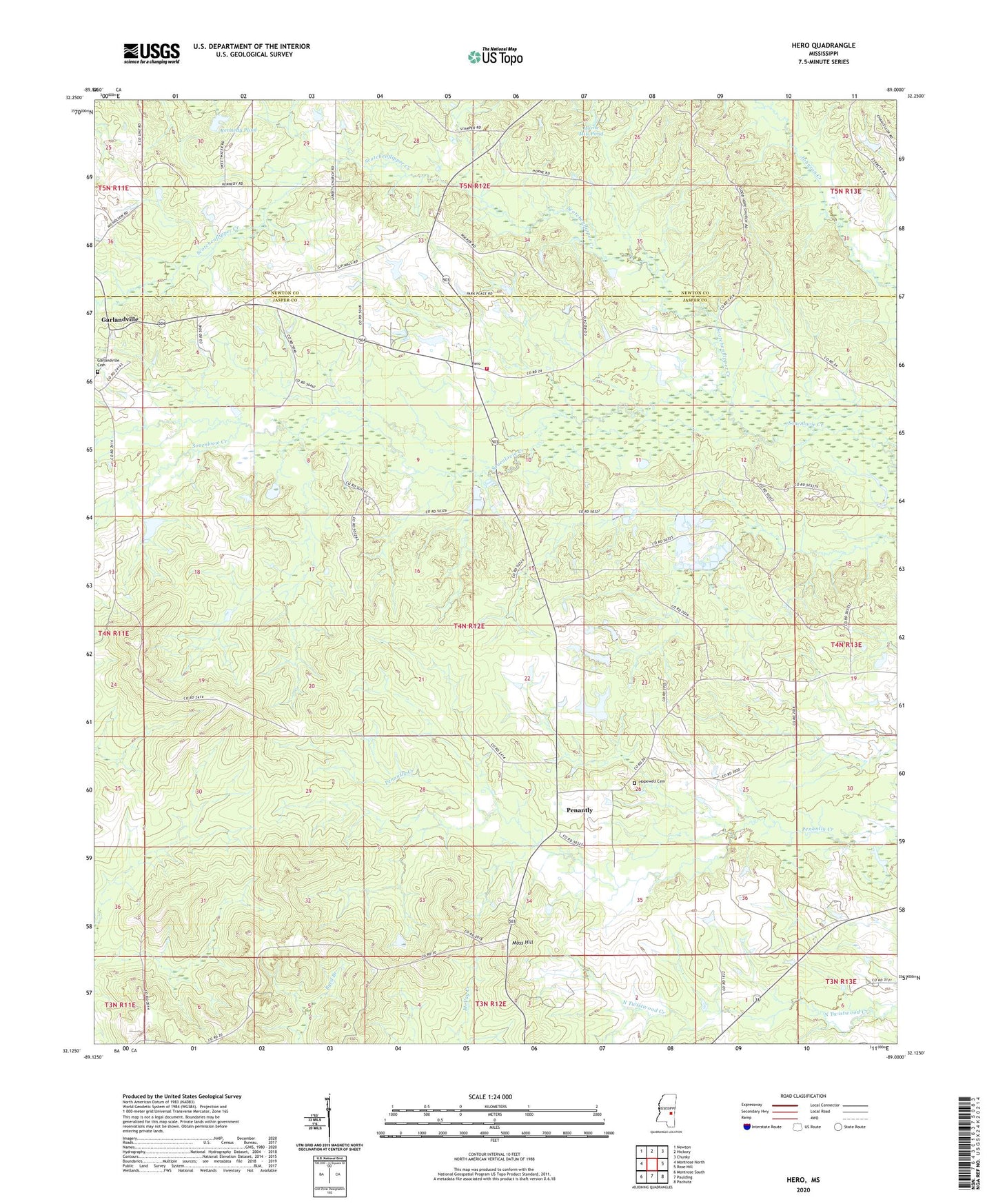 Hero Mississippi US Topo Map Image