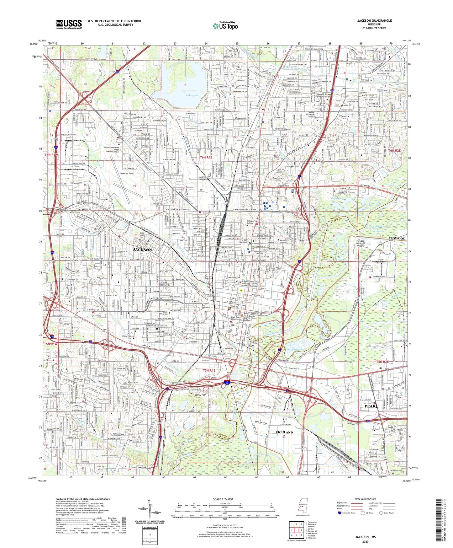 Jackson Mississippi US Topo Map Image