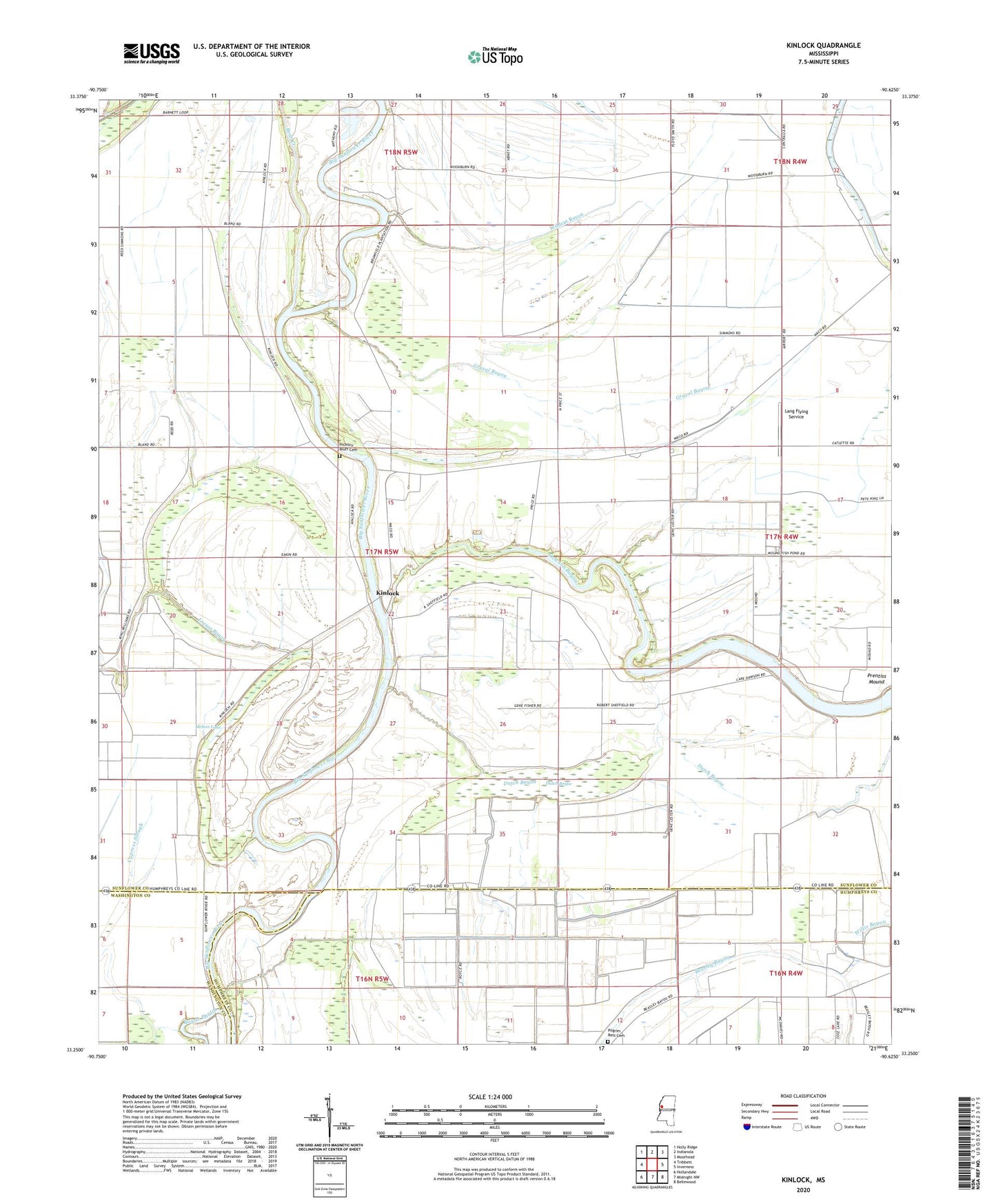 Kinlock Mississippi US Topo Map Image
