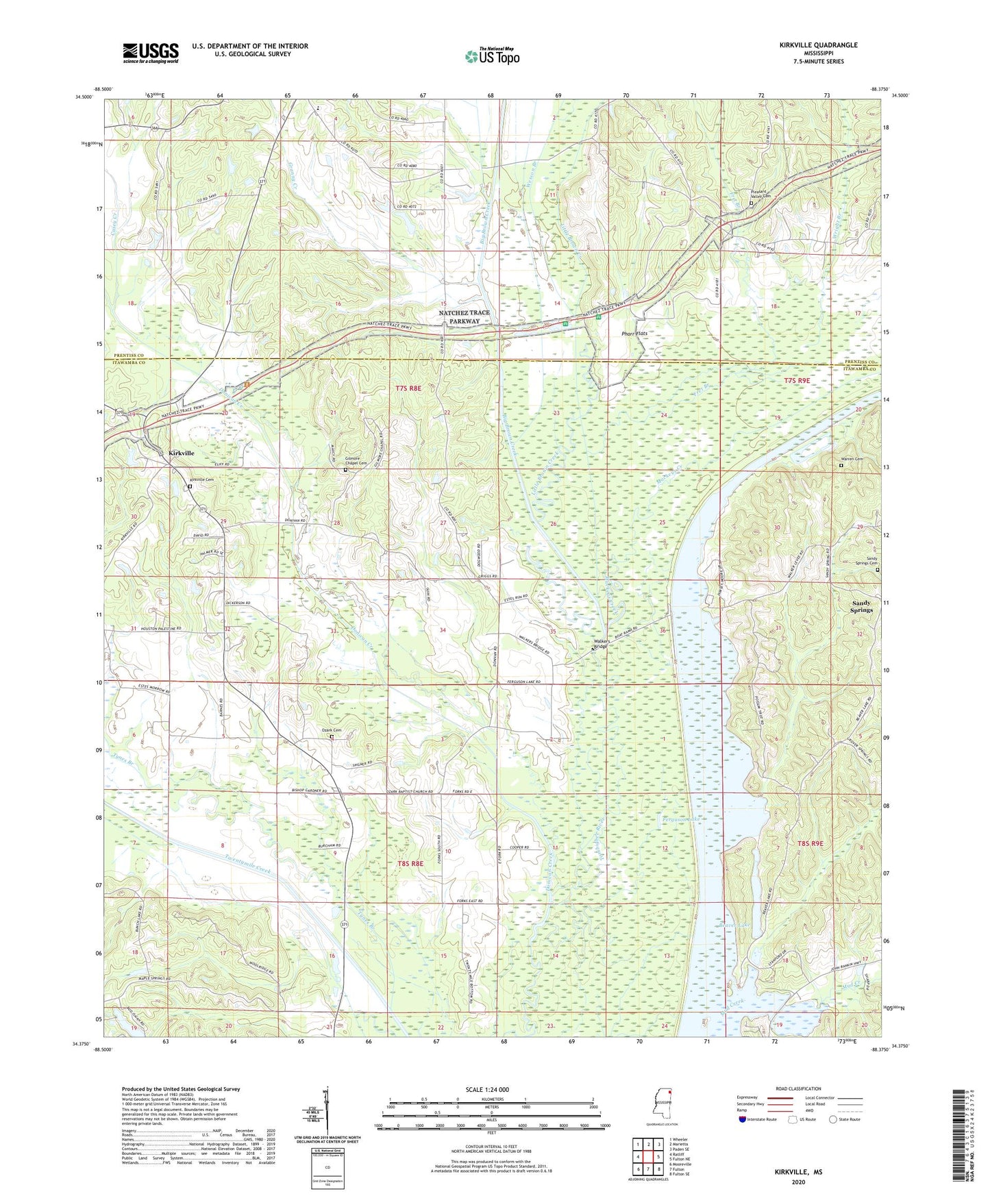 Kirkville Mississippi US Topo Map Image