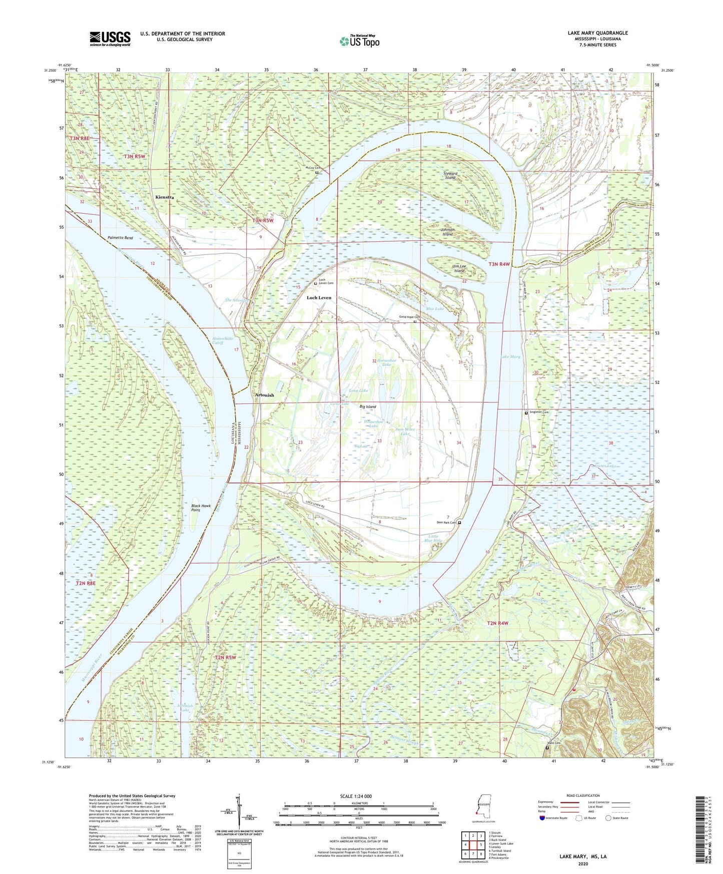 Lake Mary Mississippi US Topo Map Image