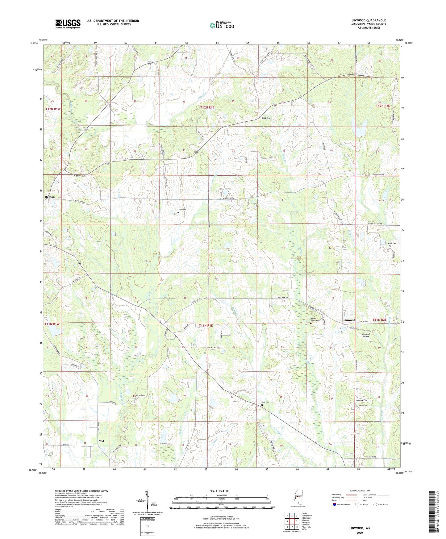 Linwood Mississippi US Topo Map Image