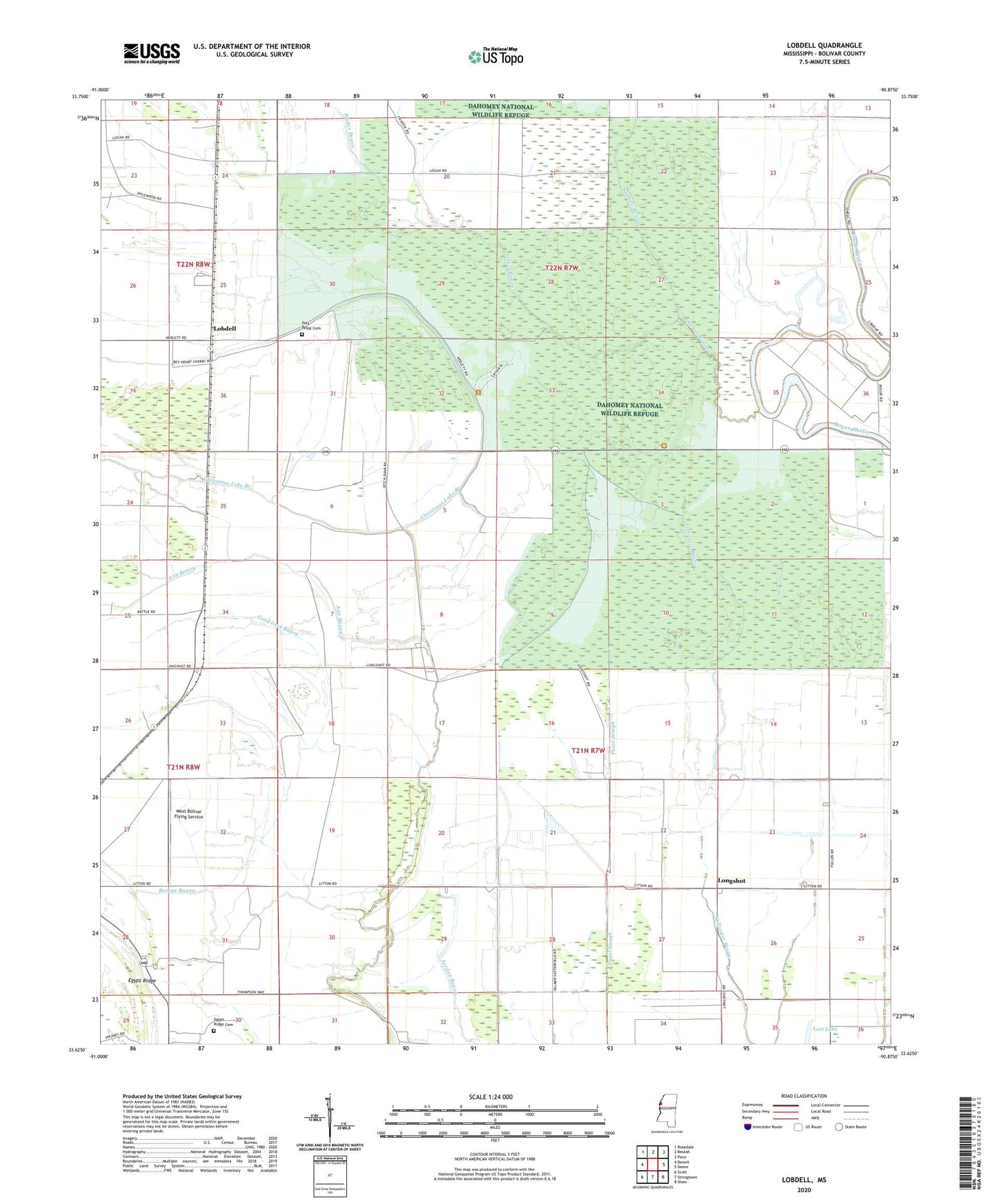 Lobdell Mississippi US Topo Map Image