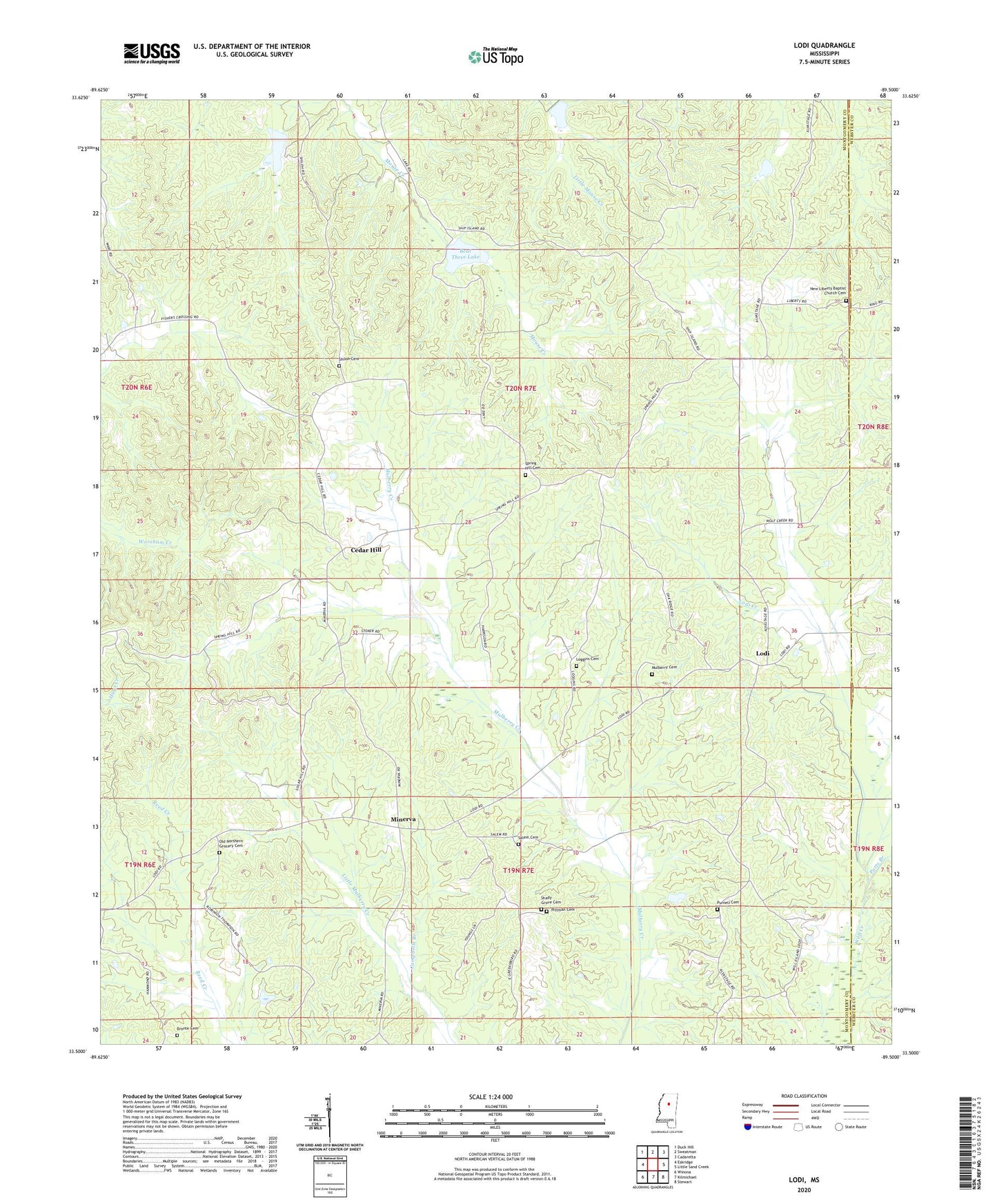 Lodi Mississippi US Topo Map Image