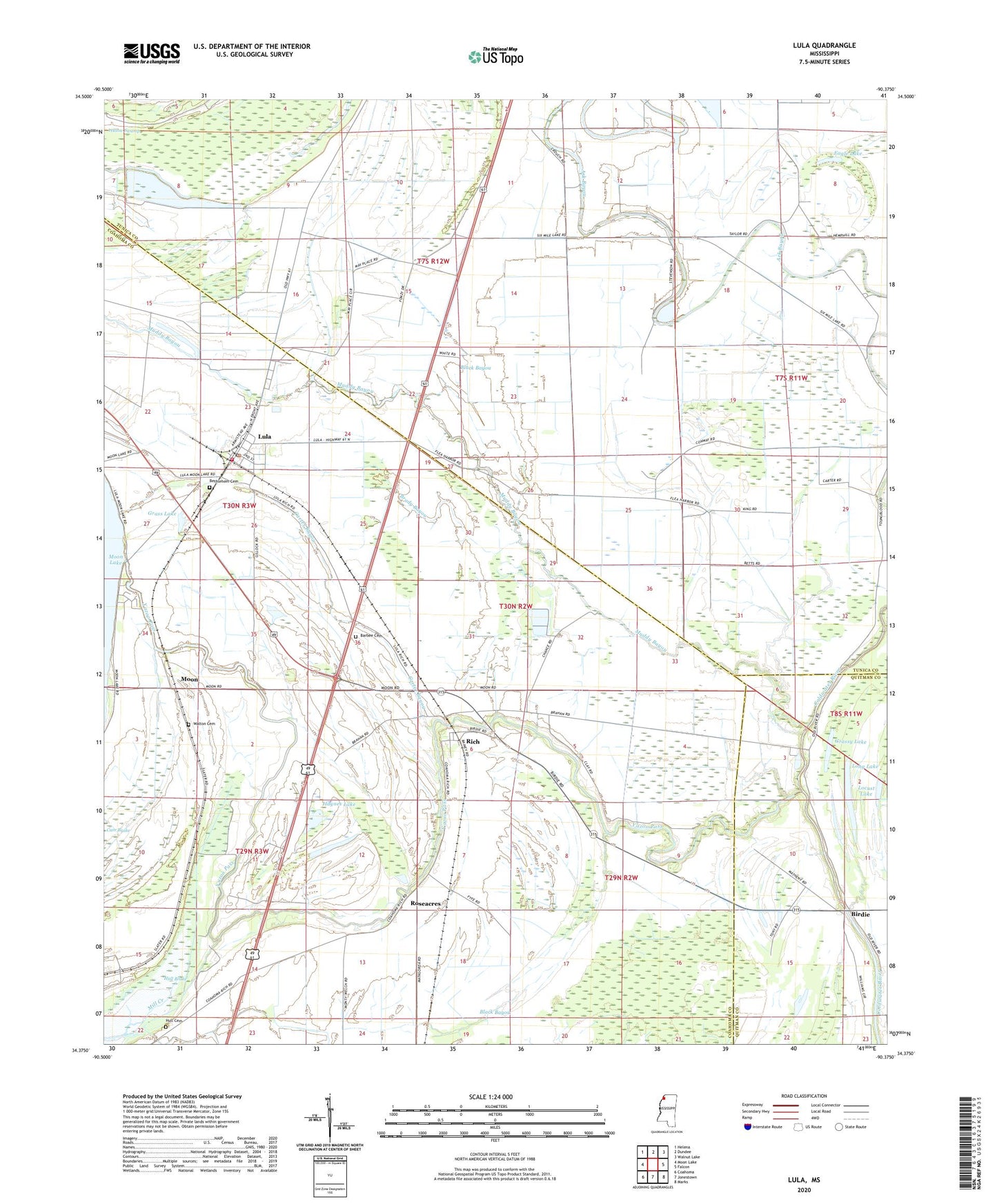 Lula Mississippi US Topo Map Image