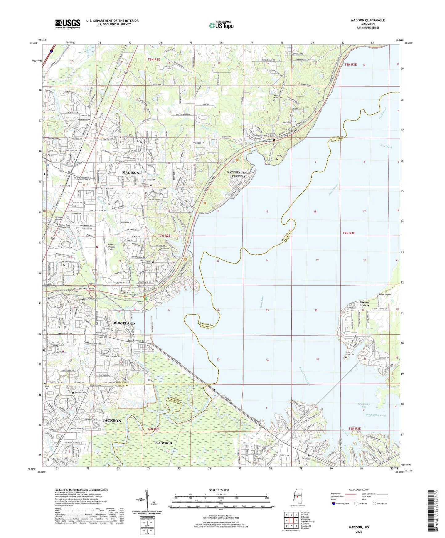 Madison Mississippi US Topo Map Image