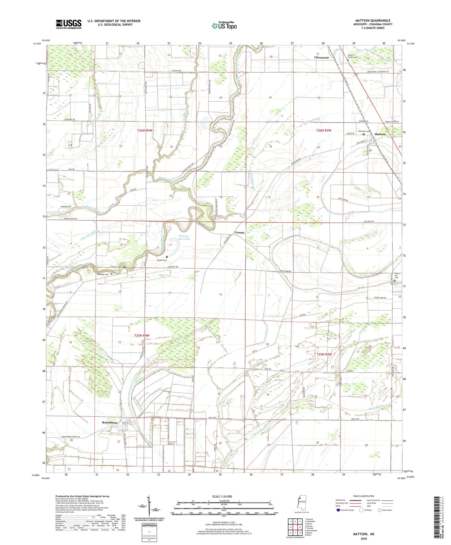 Mattson Mississippi US Topo Map Image