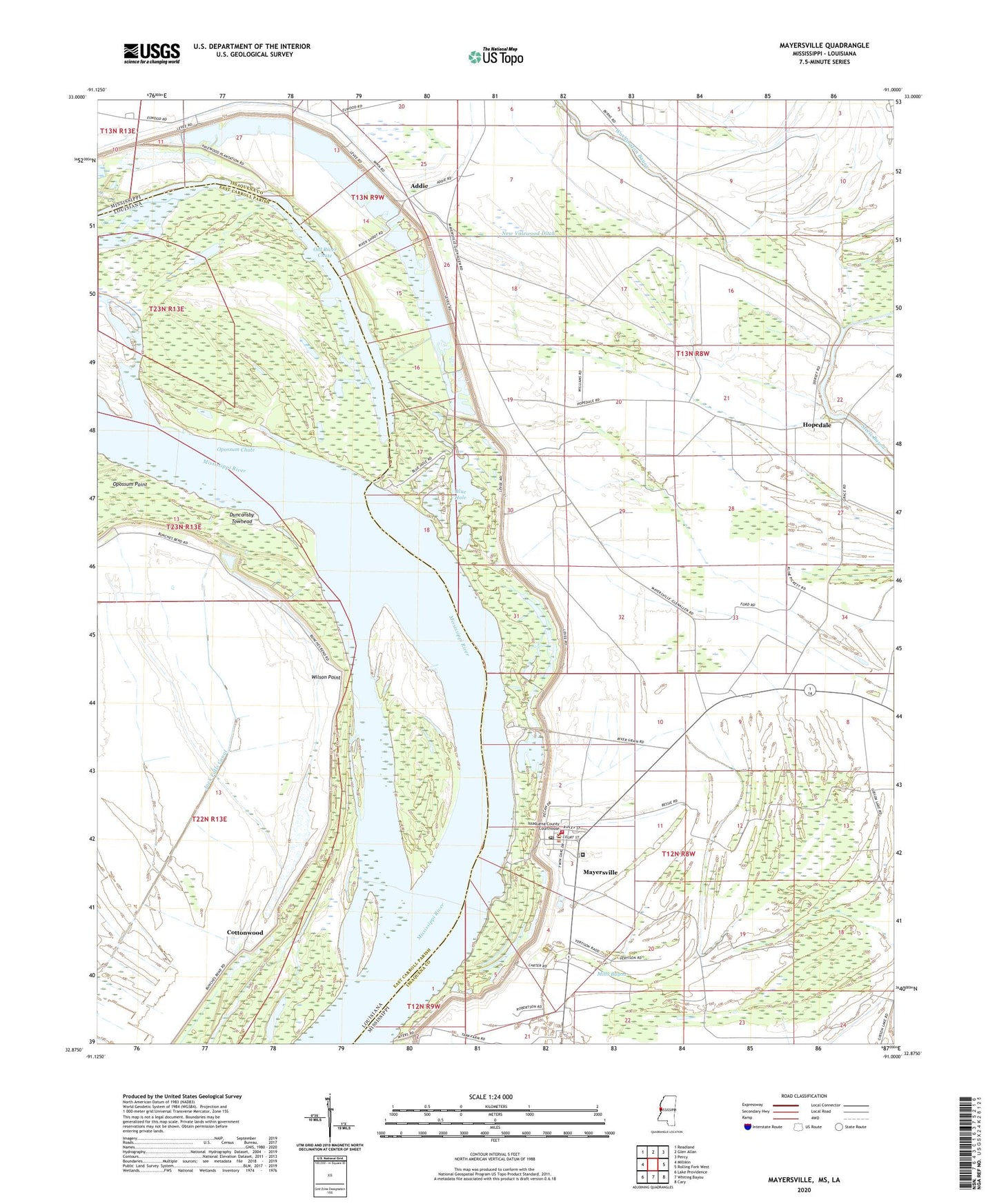 Mayersville Mississippi US Topo Map Image
