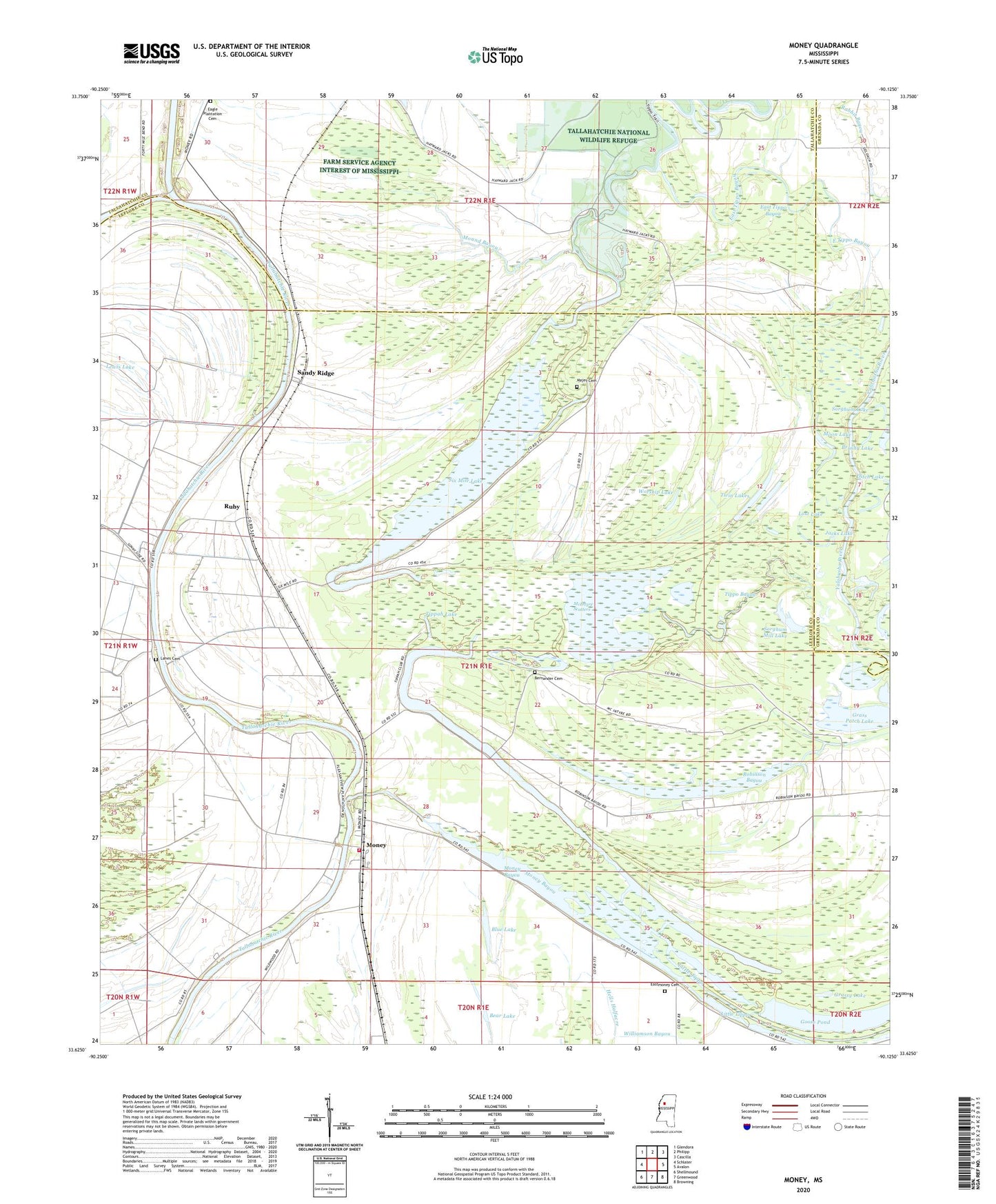 Money Mississippi US Topo Map Image