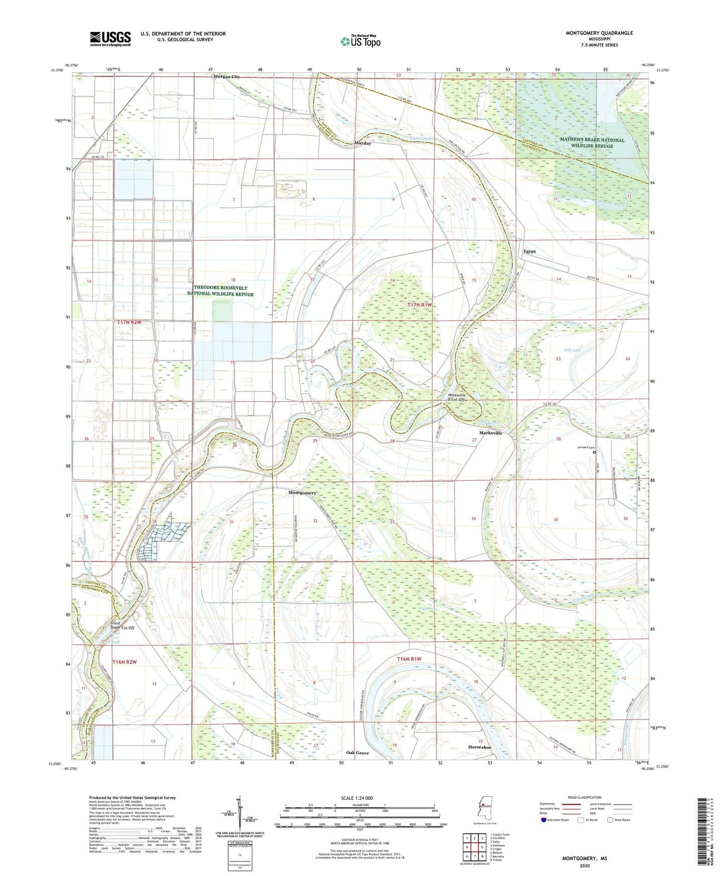 Montgomery Mississippi US Topo Map Image