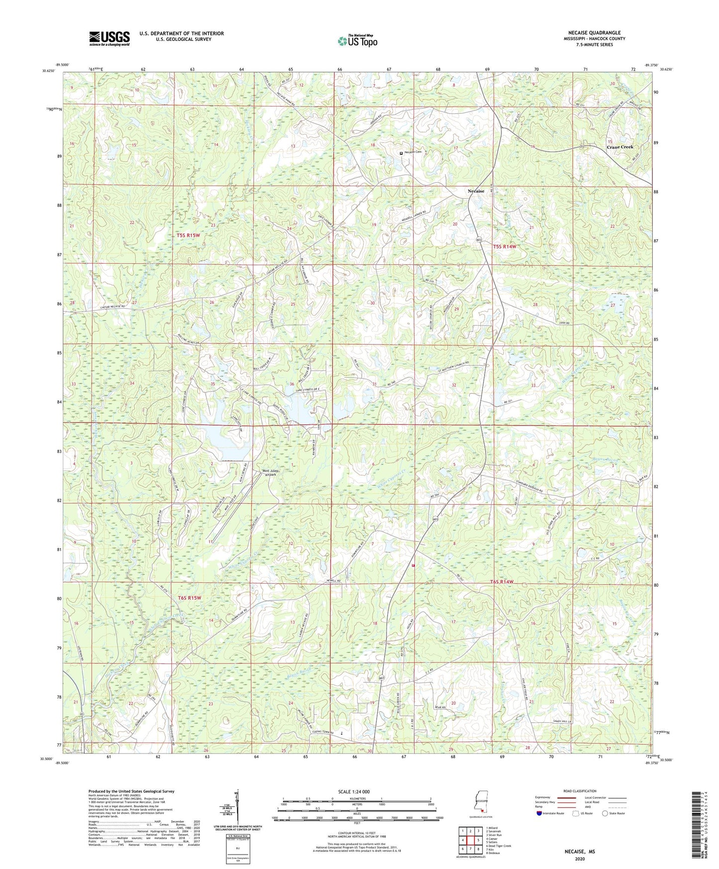 Necaise Mississippi US Topo Map Image