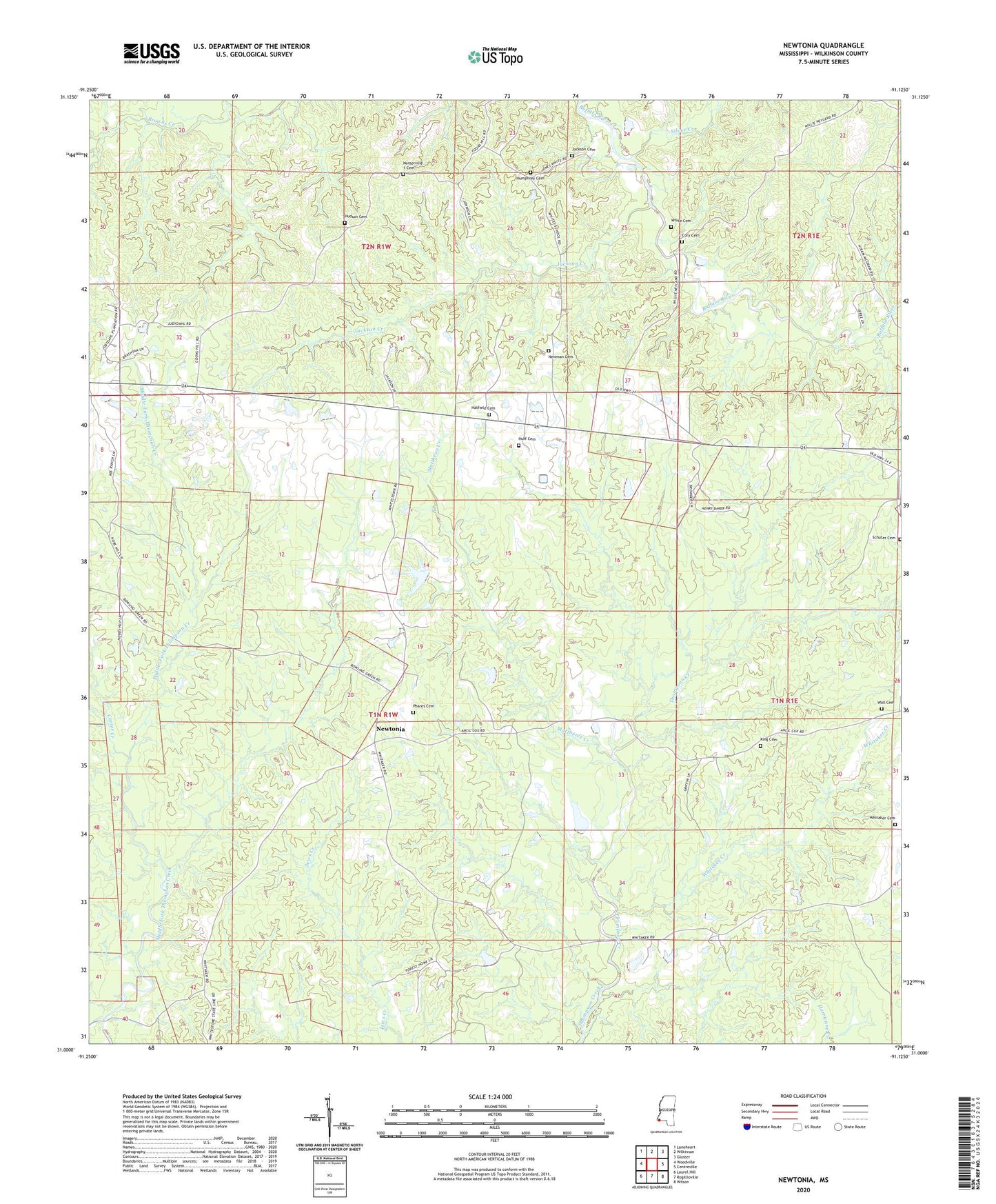 Newtonia Mississippi US Topo Map Image