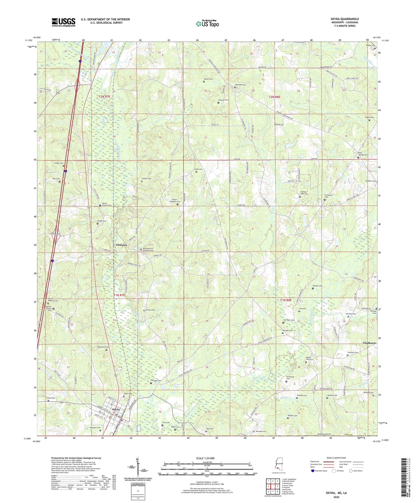 Osyka Mississippi US Topo Map Image