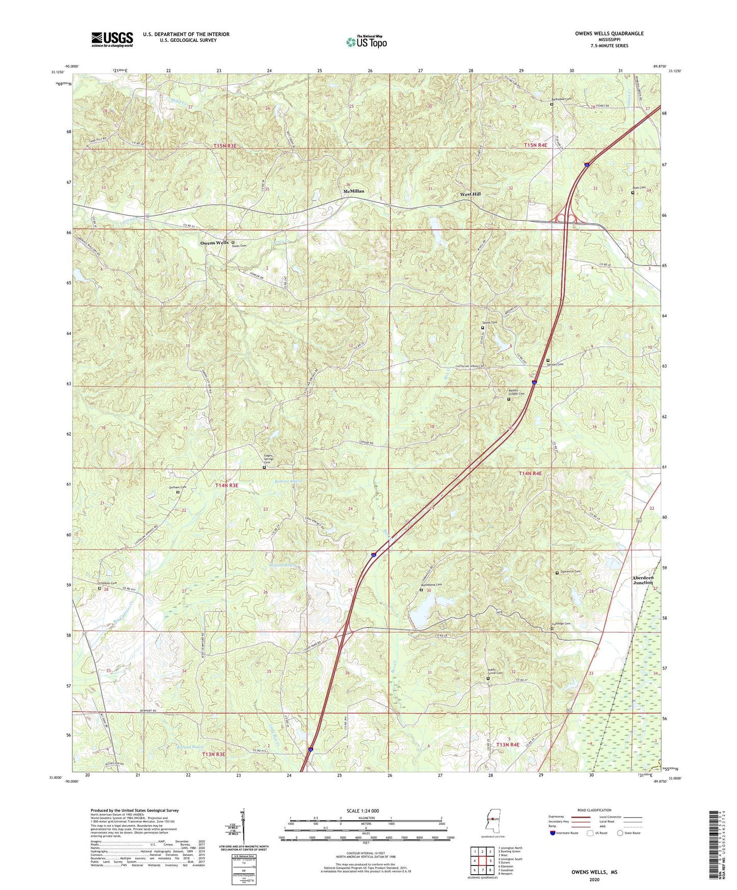 Owens Wells Mississippi US Topo Map Image