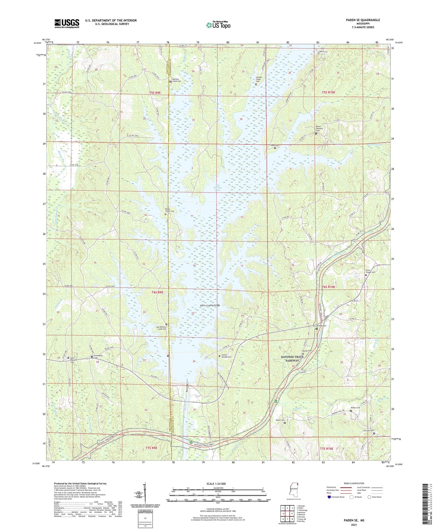 Paden SE Mississippi US Topo Map Image
