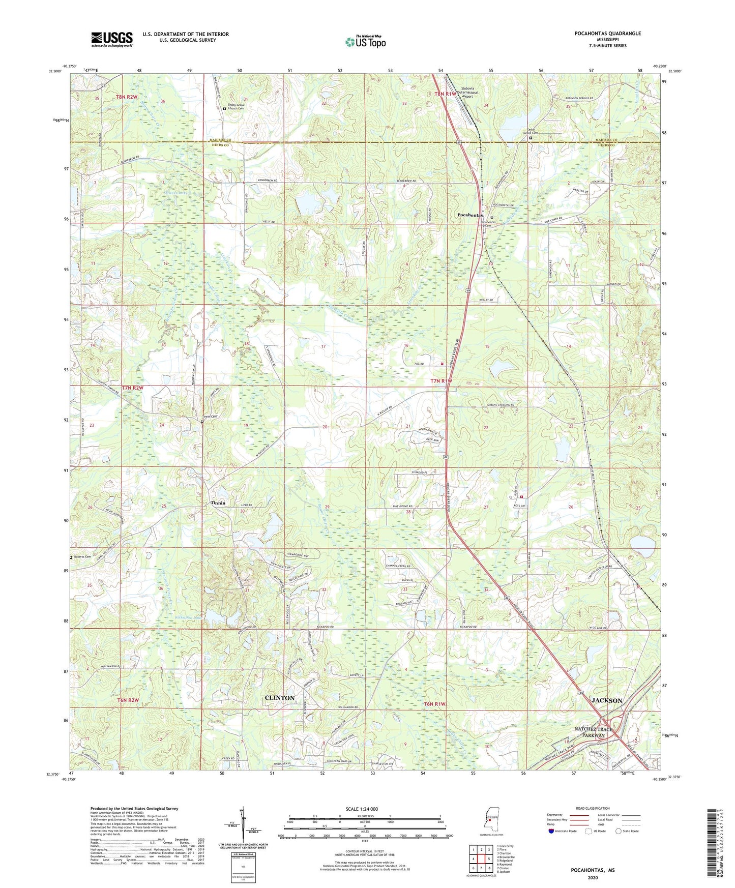 Pocahontas Mississippi US Topo Map Image