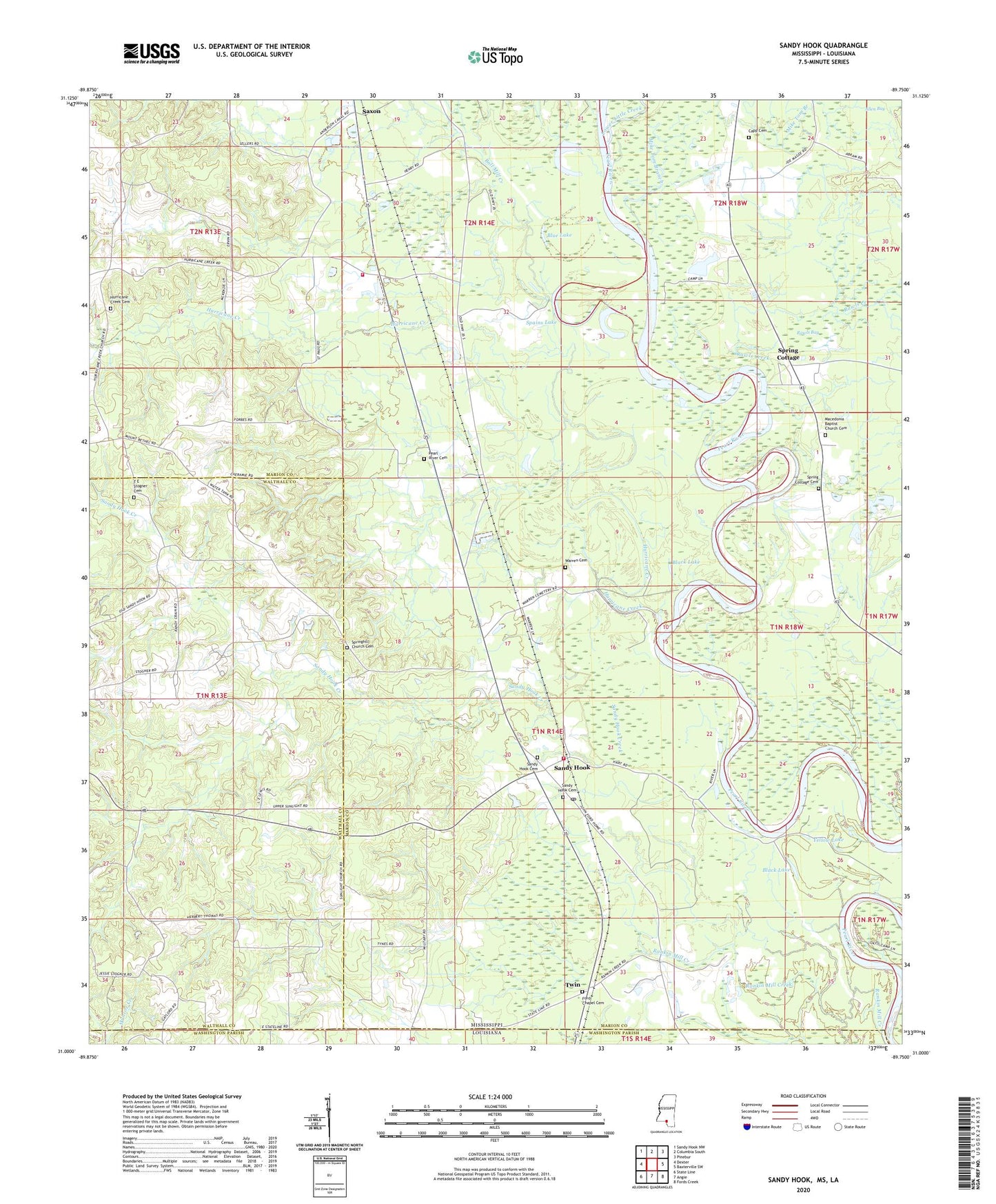 Sandy Hook Mississippi US Topo Map Image