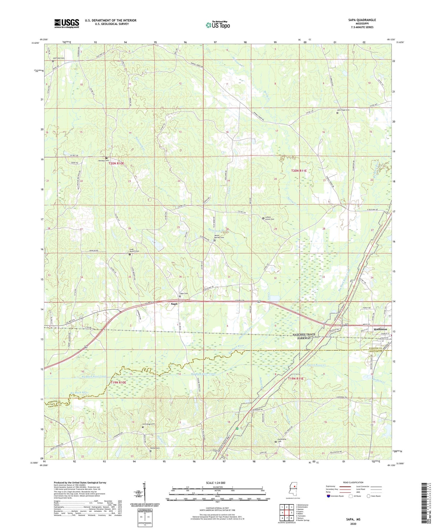 Sapa Mississippi US Topo Map Image
