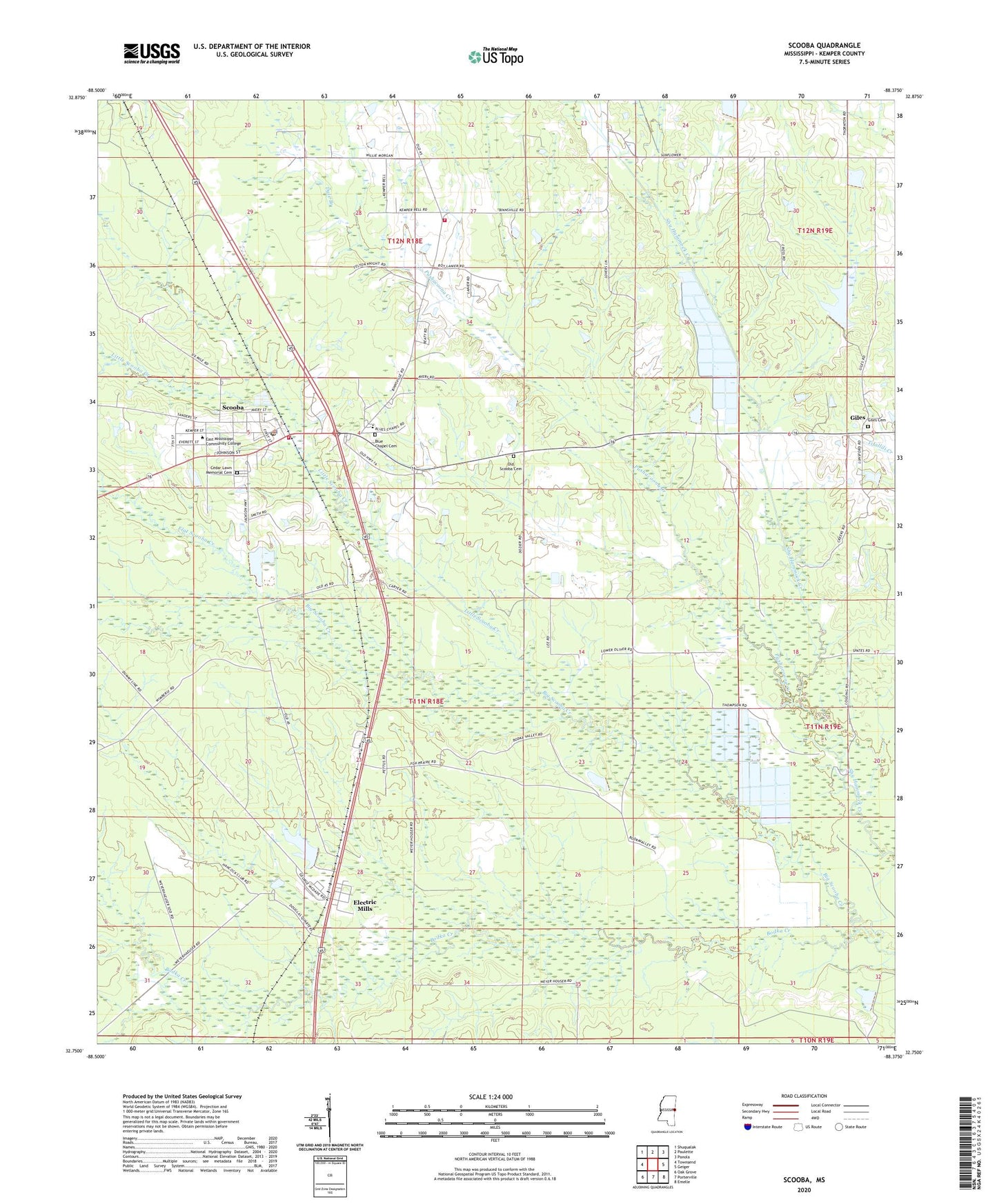Scooba Mississippi US Topo Map Image