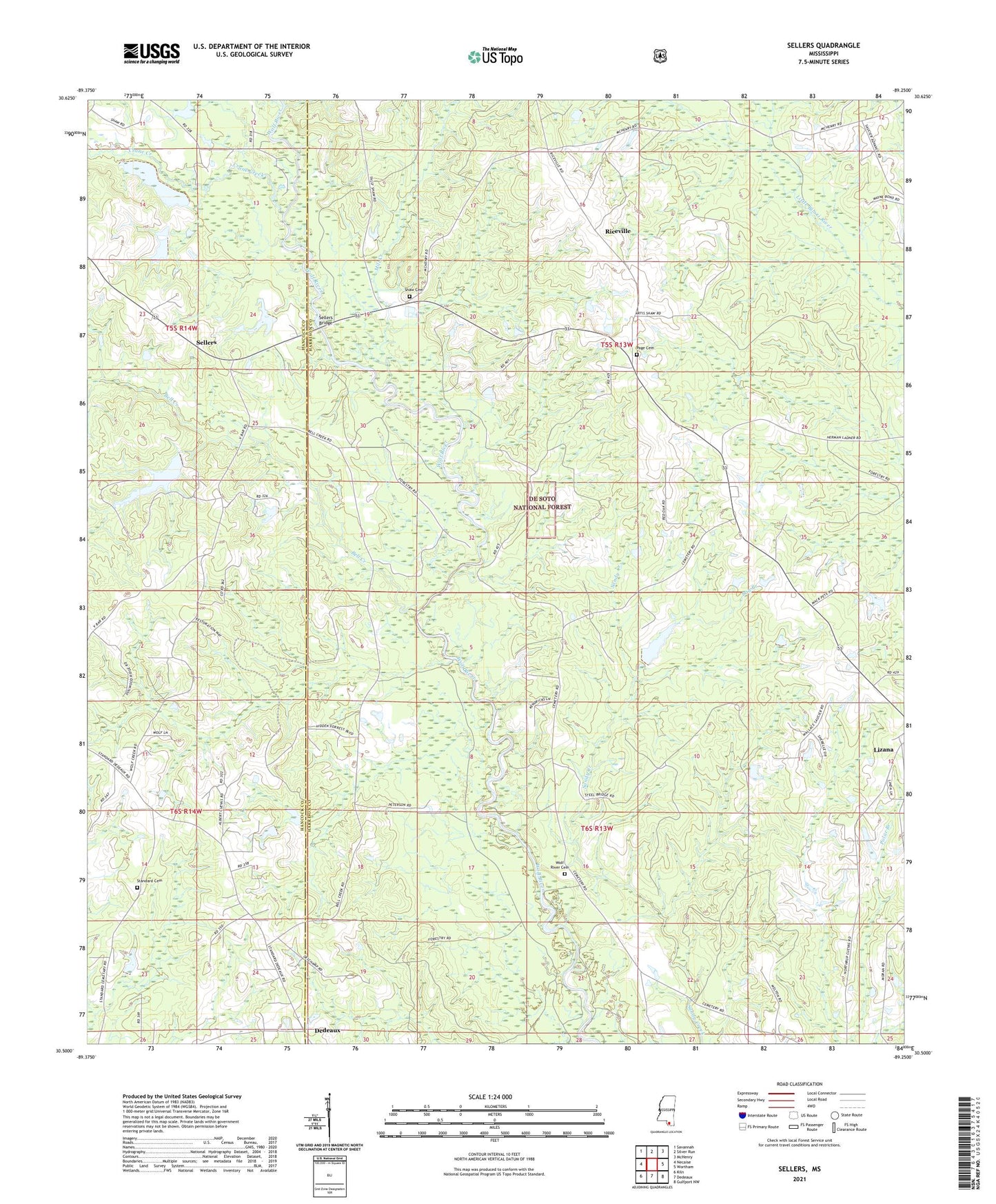 Sellers Mississippi US Topo Map Image