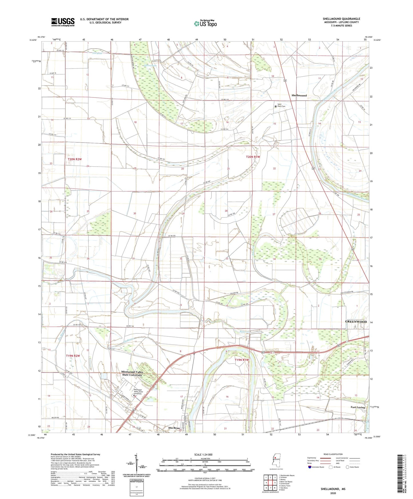 Shellmound Mississippi US Topo Map Image