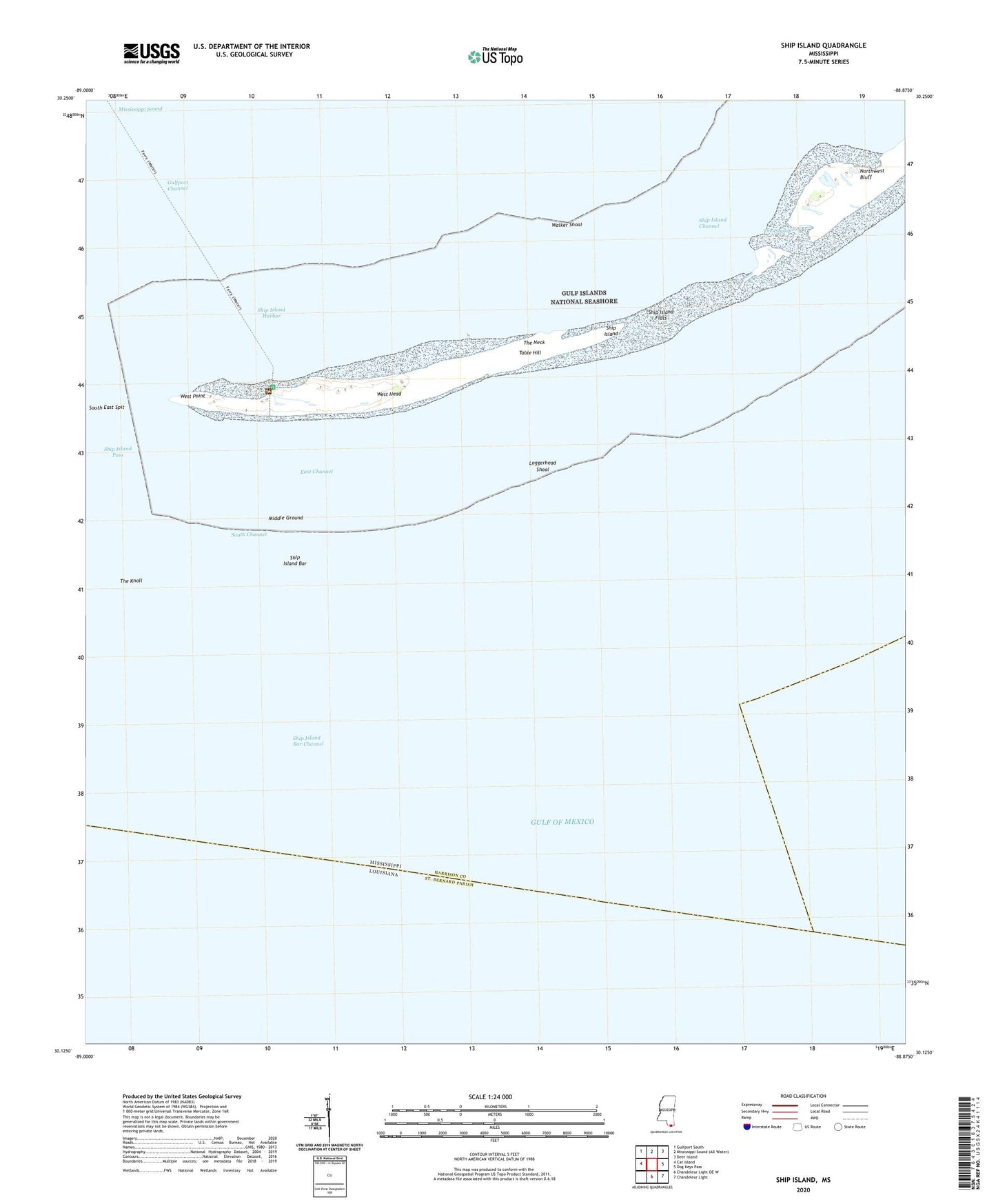 Ship Island Mississippi US Topo Map Image