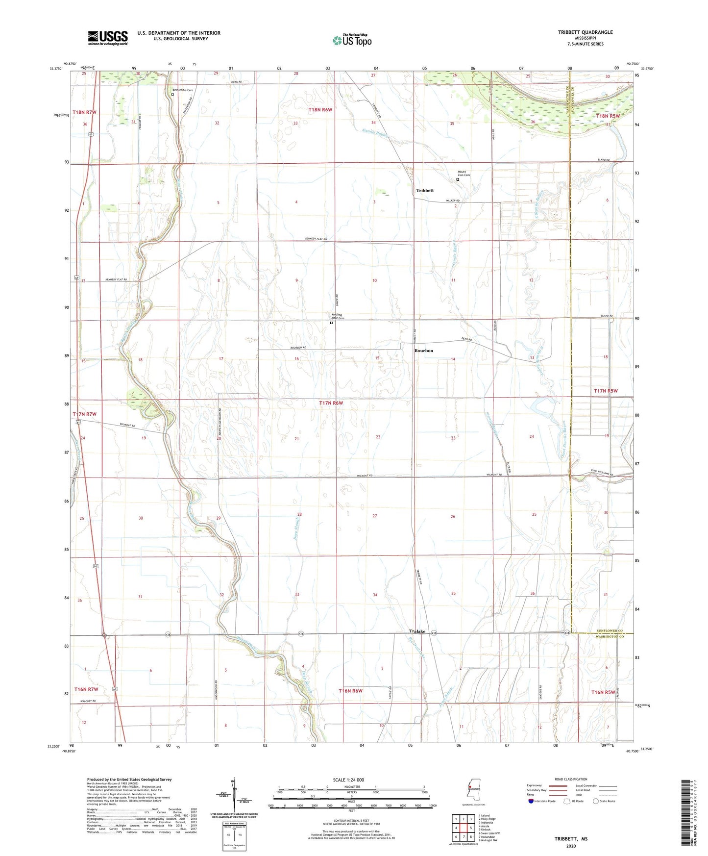 Tribbett Mississippi US Topo Map Image