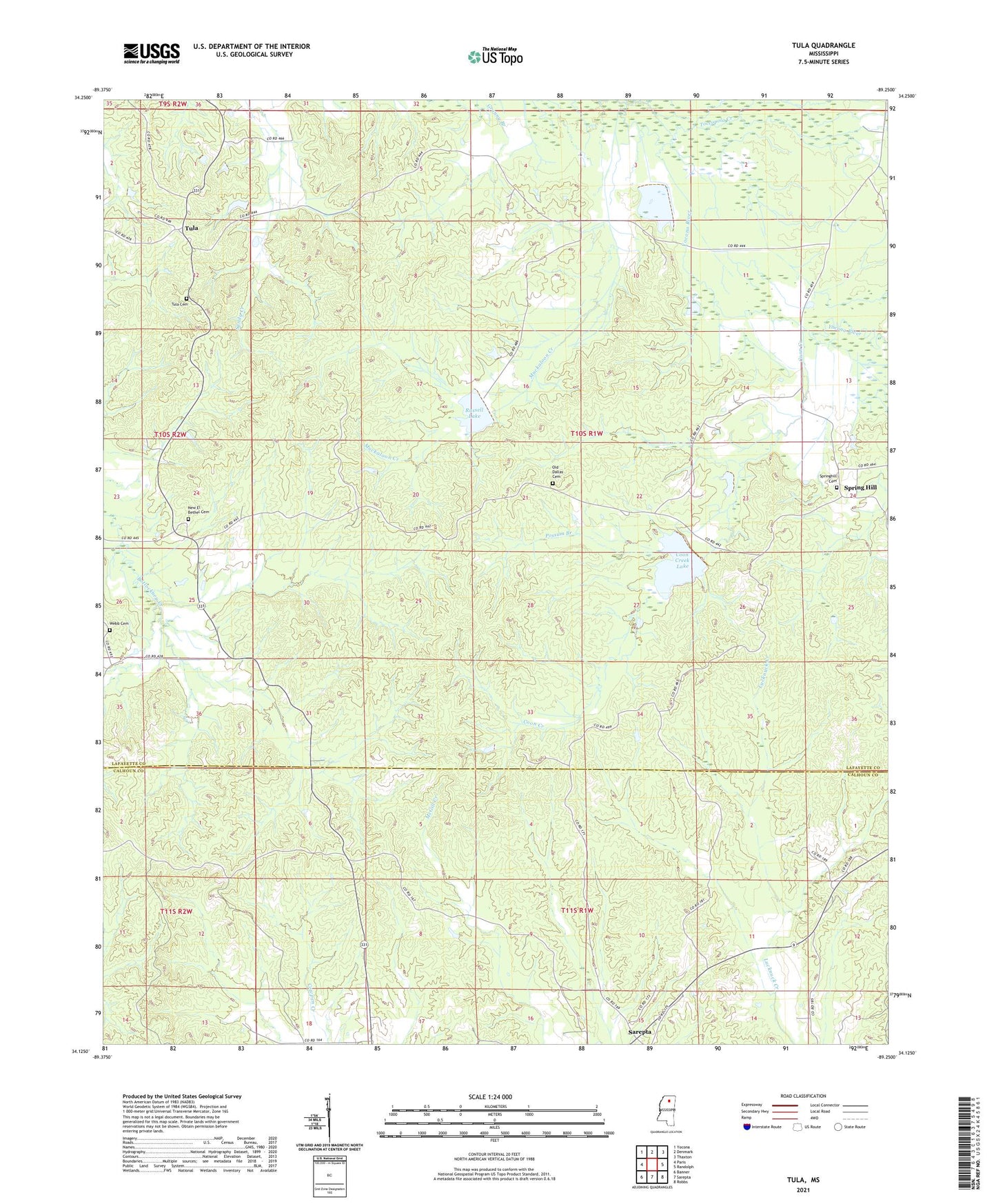 Tula Mississippi US Topo Map Image