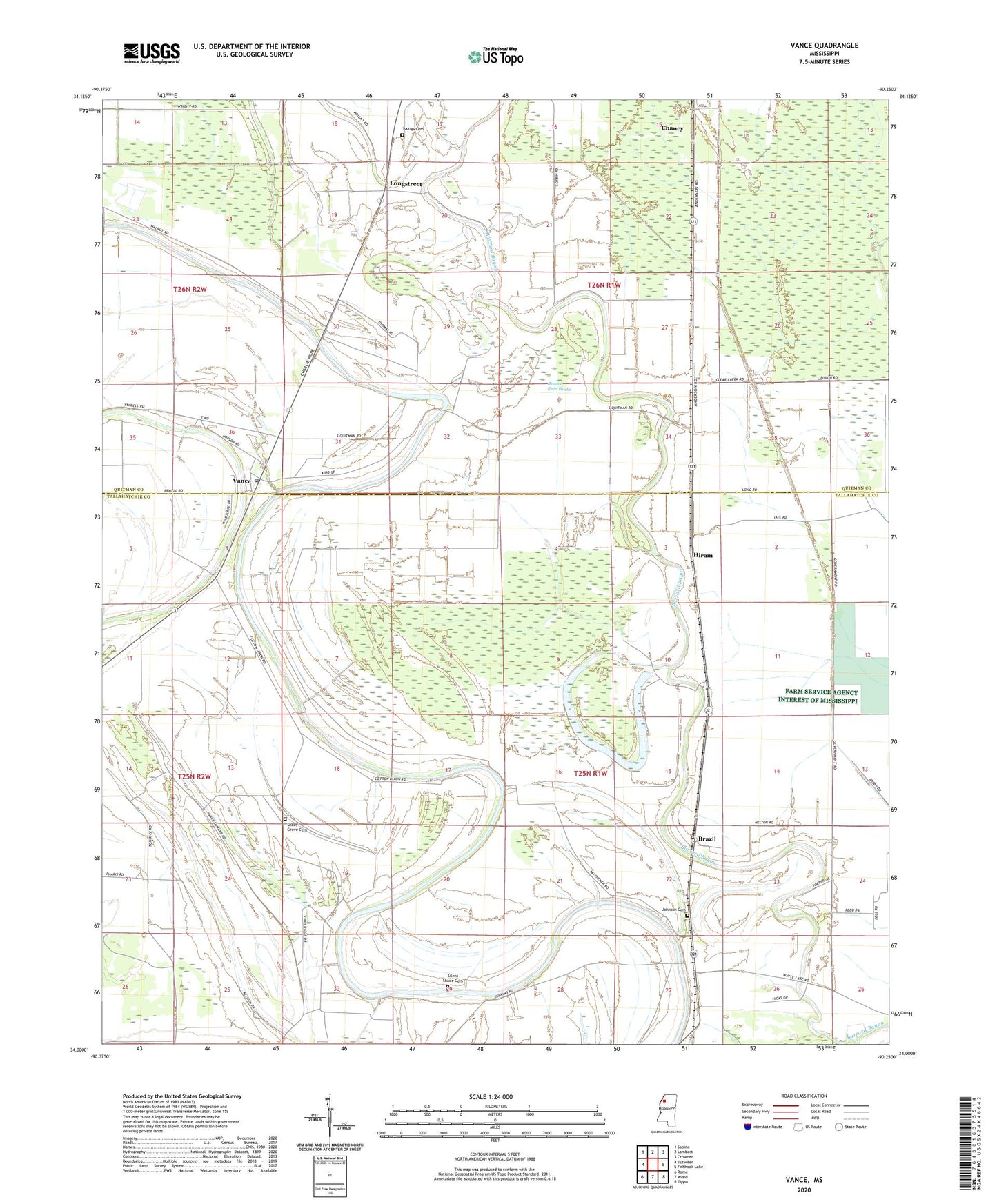 Vance Mississippi US Topo Map Image