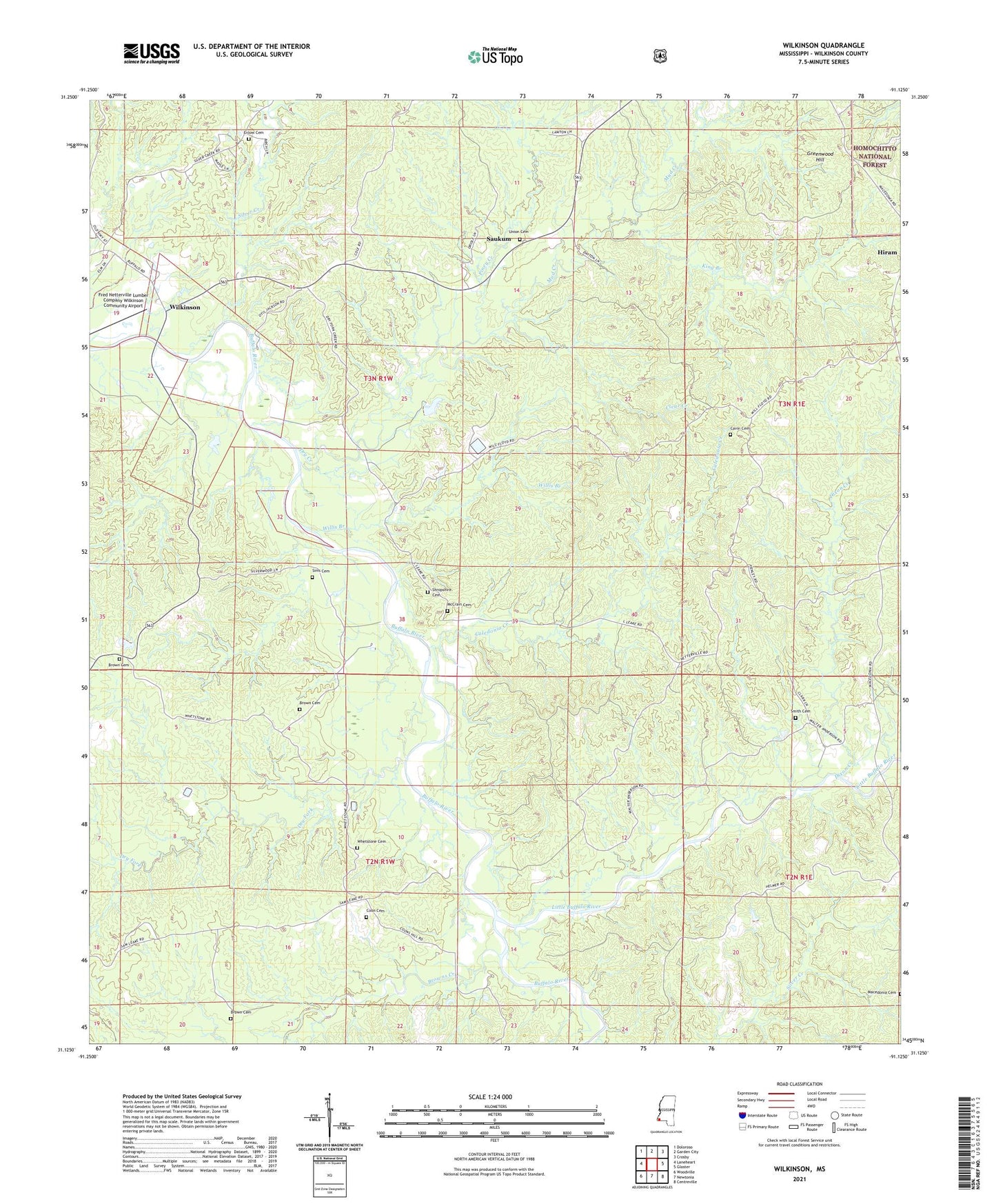 Wilkinson Mississippi US Topo Map Image