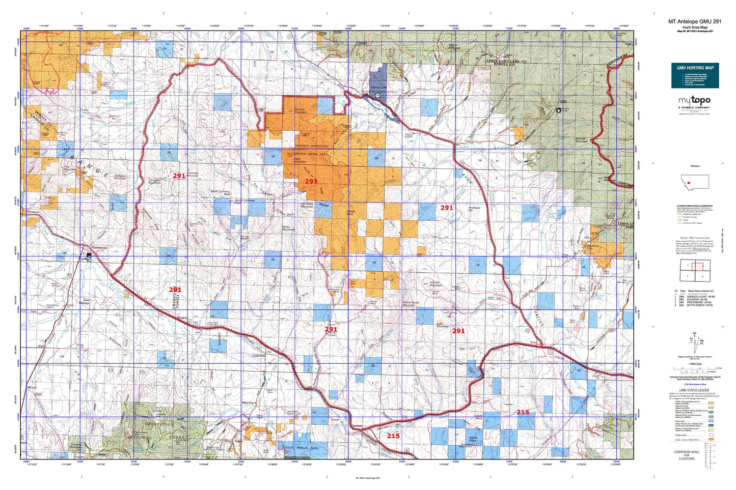 Montana Antelope GMU 291 Map Image