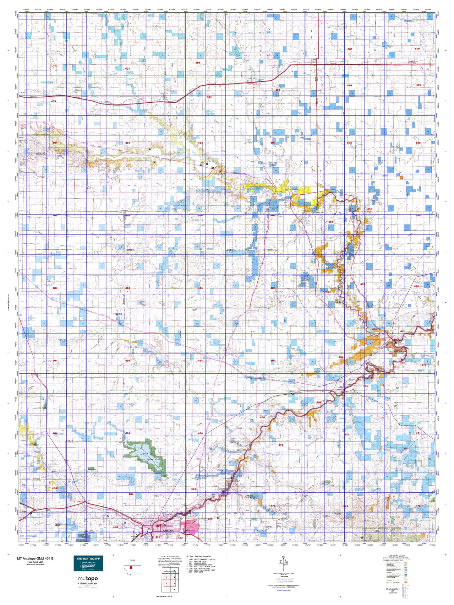 Montana Antelope GMU 404 E Map Image