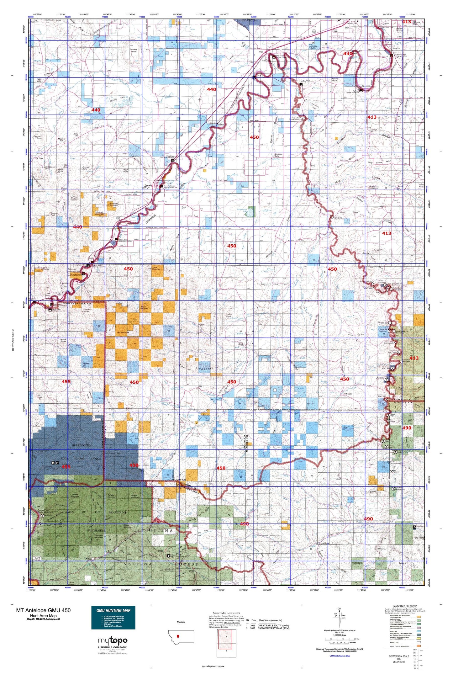 Montana Antelope GMU 450 Map Image