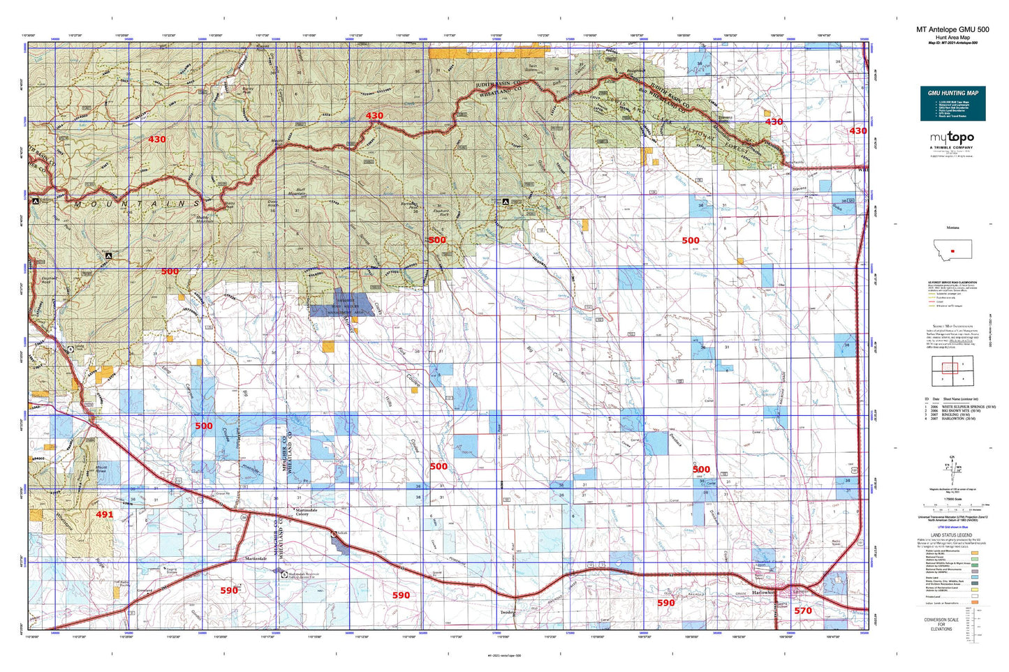 Montana Antelope GMU 500 Map Image