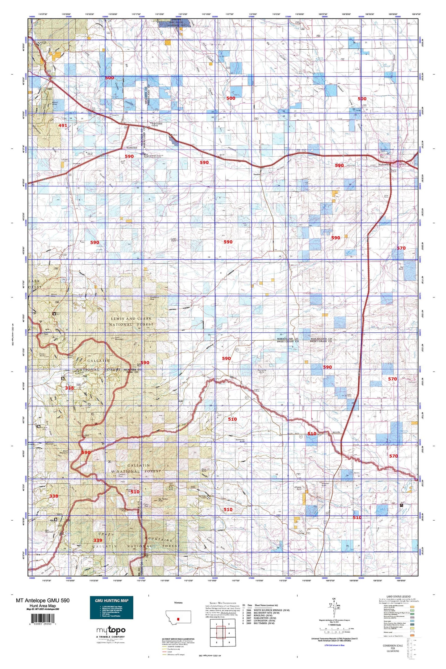 Montana Antelope GMU 590 Map Image