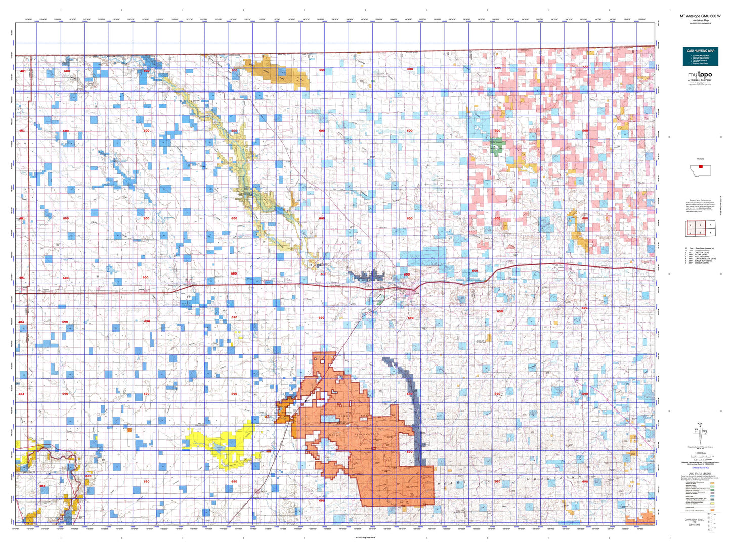 Montana Antelope GMU 600 W Map Image