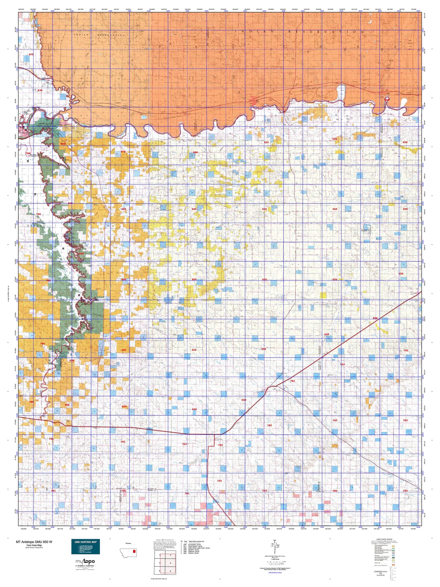 Montana Antelope GMU 650 W Map Image