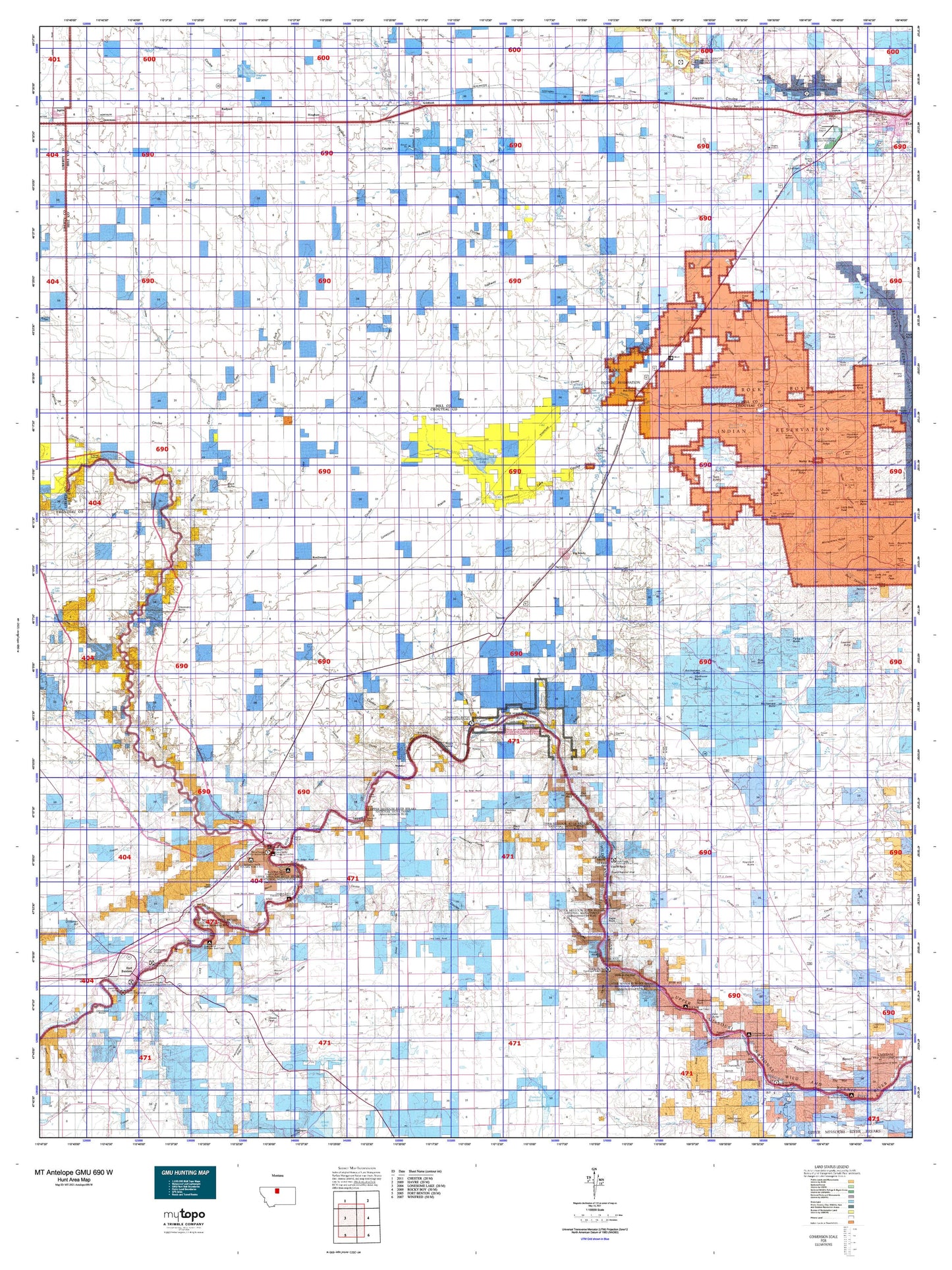 Montana Antelope GMU 690 W Map Image