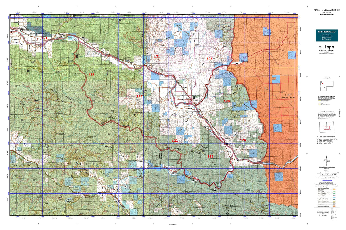 Montana Big Horn Sheep GMU 122 Map Image