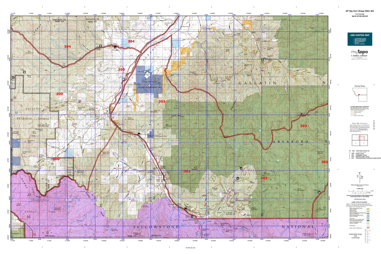 Montana Big Horn Sheep GMU 303 Map Image